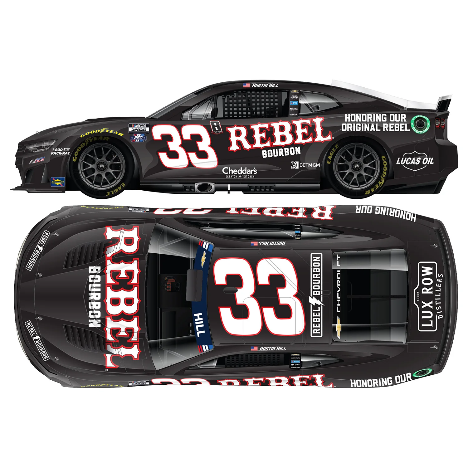 Austin Hill ELITE Rebel Bourbon Tribute to Kyle Busch 1:24 2026 Diecast Car Preorder - Currently Projected January