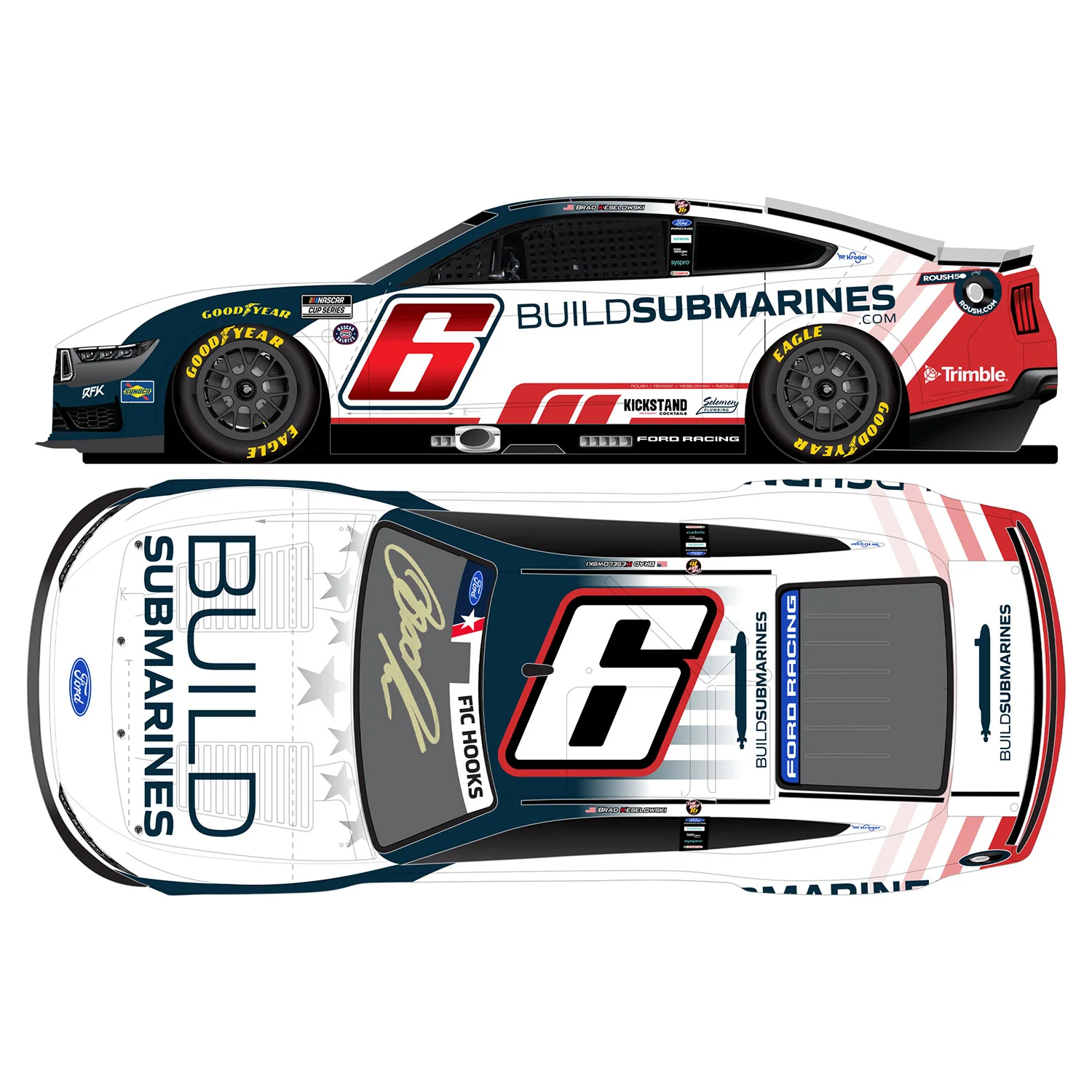 Brad Keselowski Autographed BuildSubmarines Patriotic Salutes 1:24 Standard 2026 Diecast Car Preorder - Currently Projected December