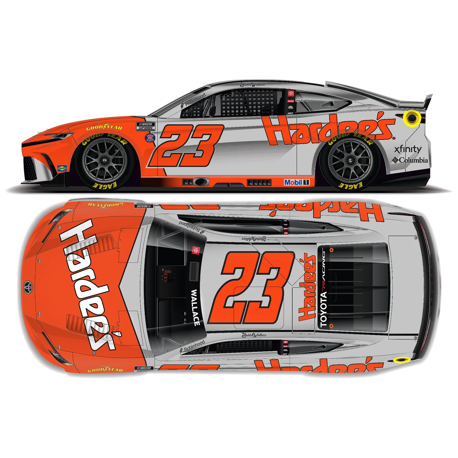 Bubba Wallace Color Chrome Hardee's Throwback to 1983-86 Cale Yarborough 1:24 2026 Diecast Car Preorder - Currently Projected January