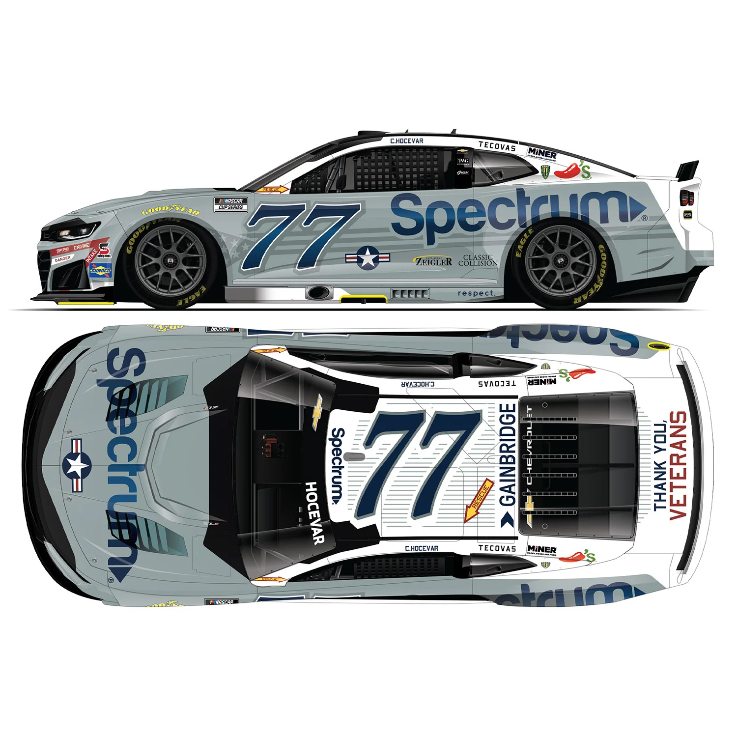 Carson Hocevar Color Chrome Spectrum Patriotic 1:24 2026 Diecast Car Preorder - Currently Projected January