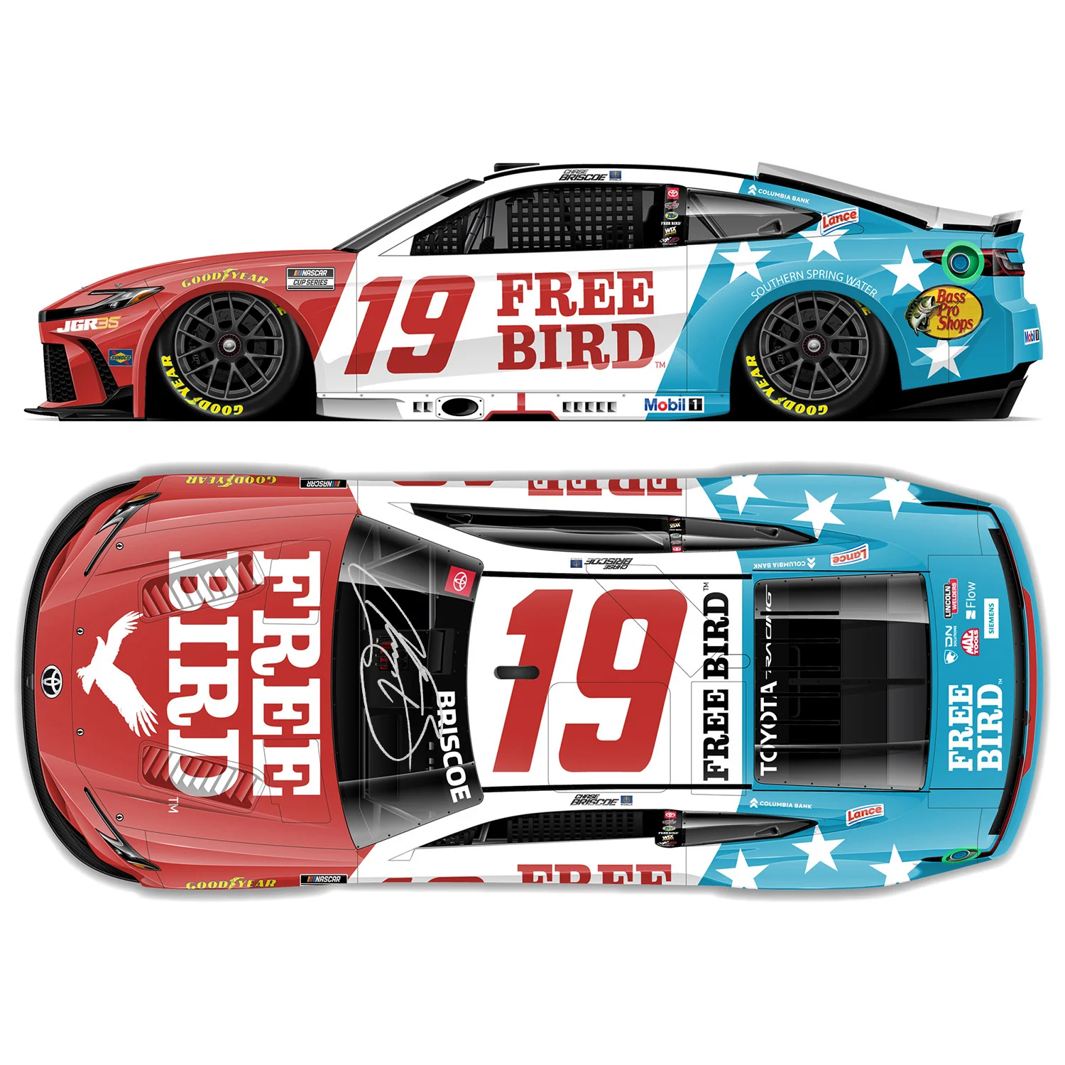 Chase Briscoe Autographed Free Bird Patriotic 1:24 Standard 2026 Diecast Car Preorder - Currently Projected February