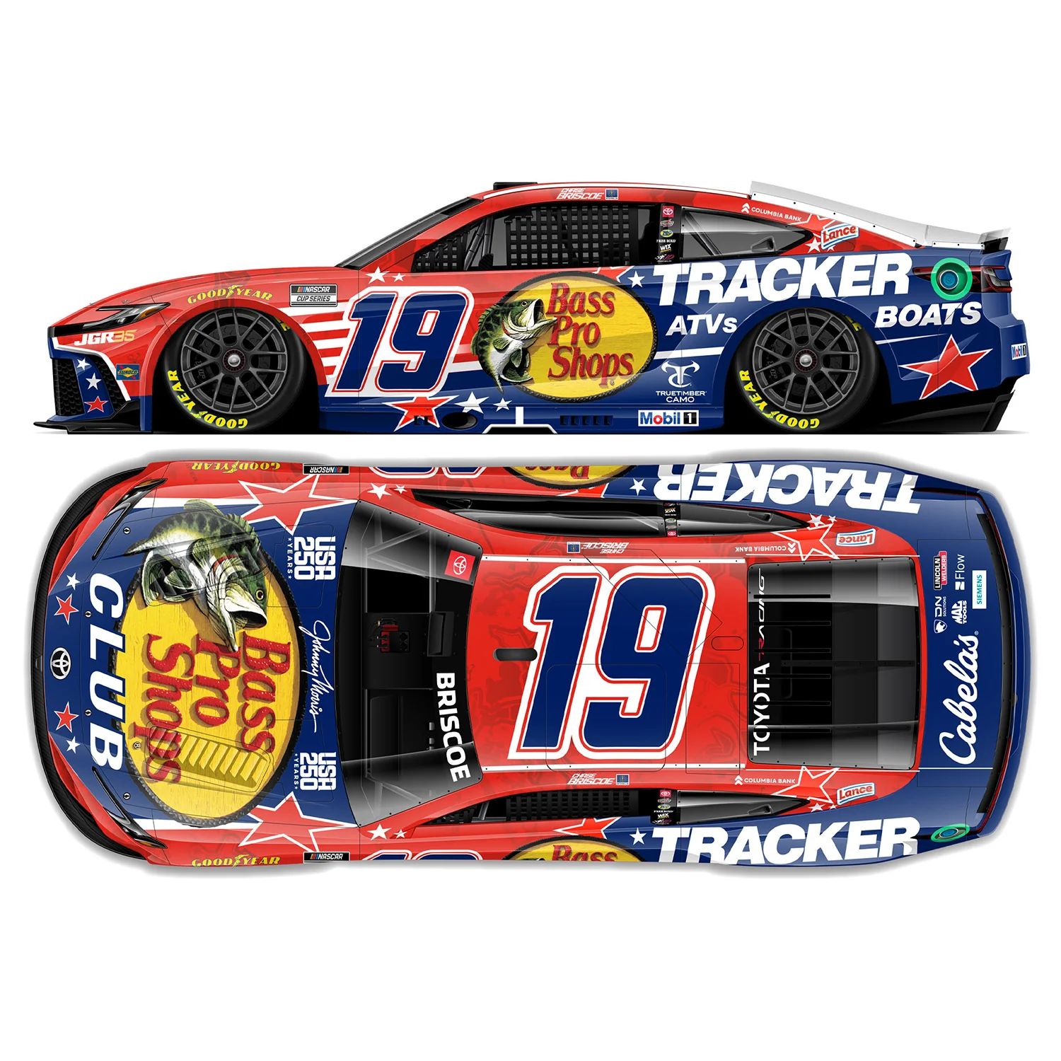 Chase Briscoe ELITE Bass Pro Shops Patriotic Salutes 1:24 2026 Diecast Car Preorder - Currently Projected December
