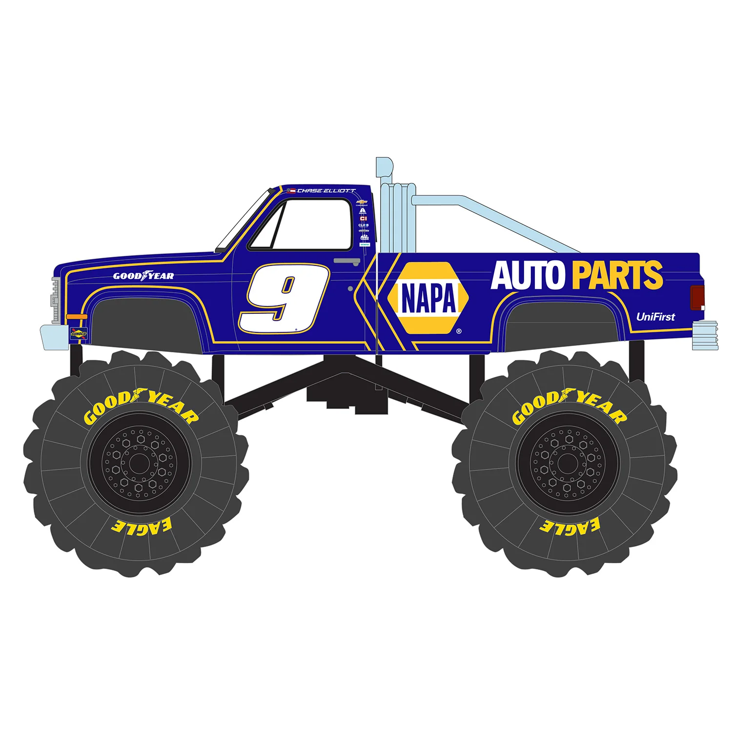 Chase Elliott NAPA 1:64 1984 Chevrolet C-20 Monster Truck Diecast - Image 5