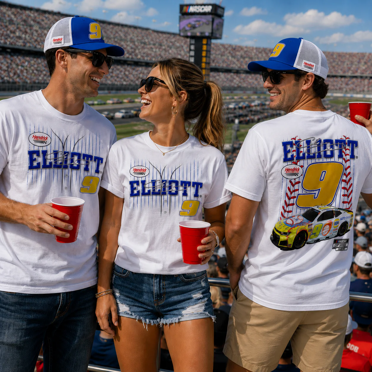 Chase Elliott 2026 Atlanta Desi9n to Drive 2-Spot Classic Ink T-Shirt White - Image 2