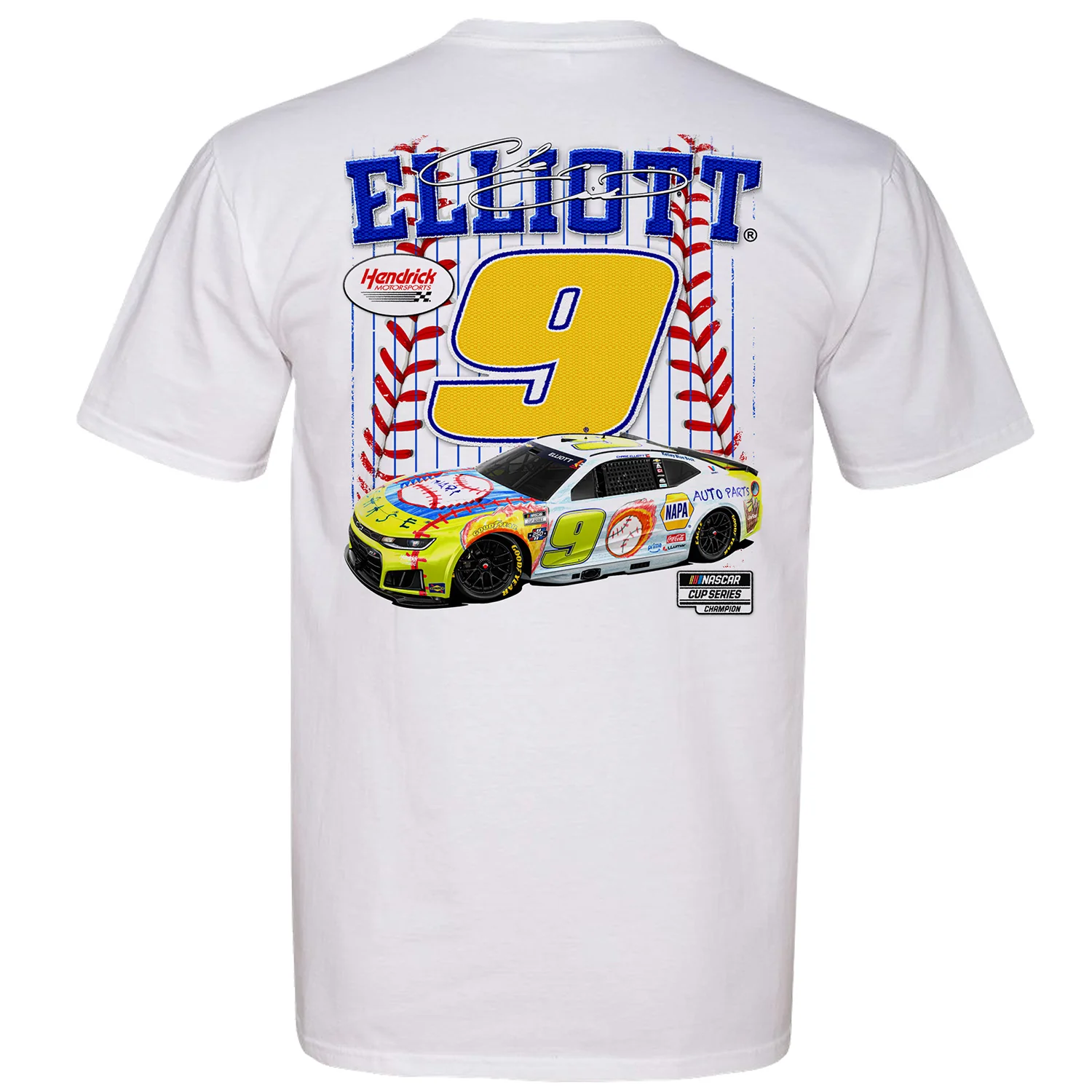 Chase Elliott 2026 Atlanta Desi9n to Drive 2-Spot Classic Ink T-Shirt White - Image 4
