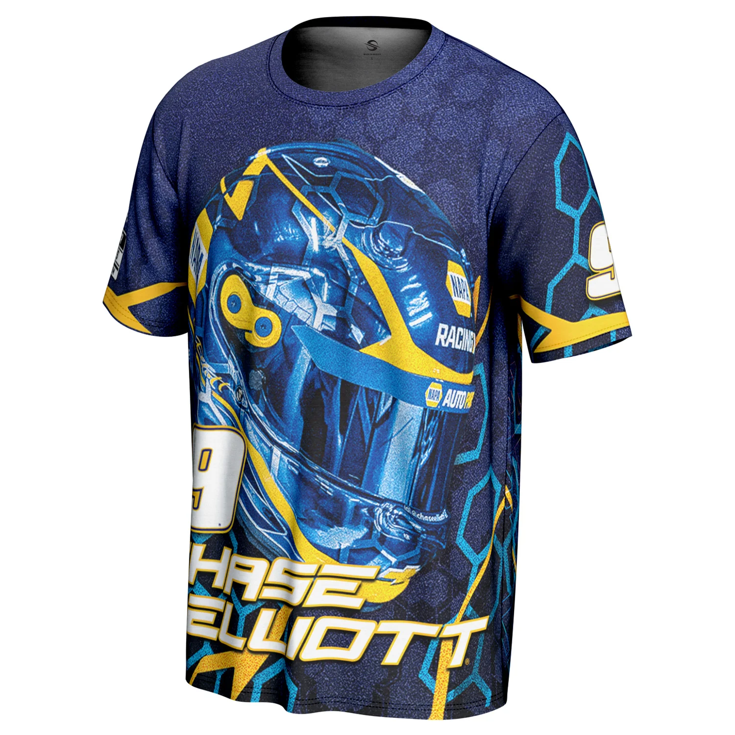 Chase Elliott 2026 NAPA Helmet Sublimated Total Print ProSphere T-Shirt Blue - Image 2