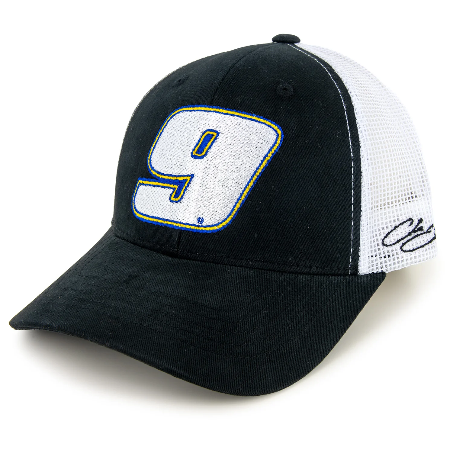 Chase Elliott Black #9 Mesh NASCAR Hat Black/White Exclusive
