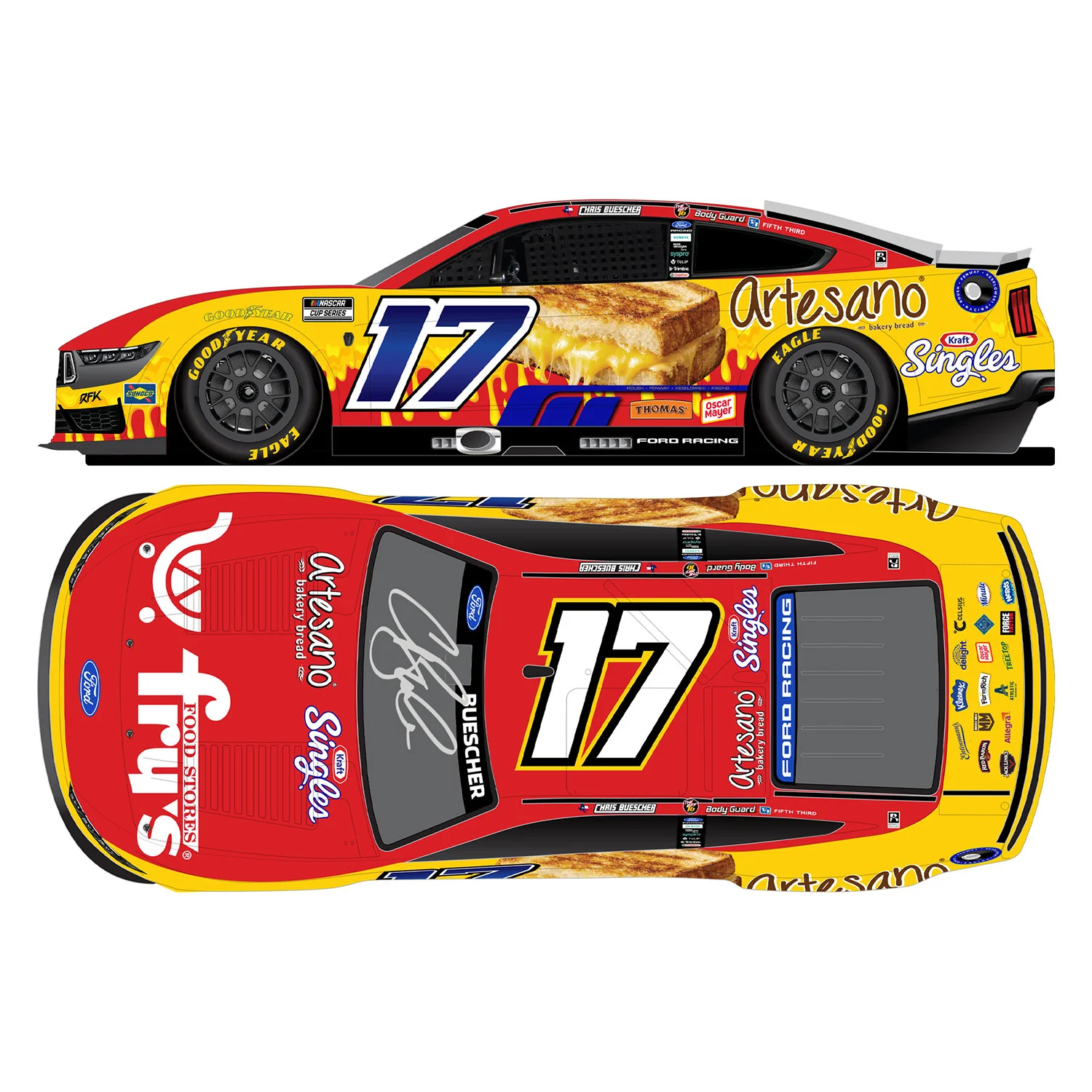 Chris Buescher Autographed Fry's / Artesano / Kraft 1:24 Standard 2026 Diecast Car Preorder - Currently Projected November - Image 2