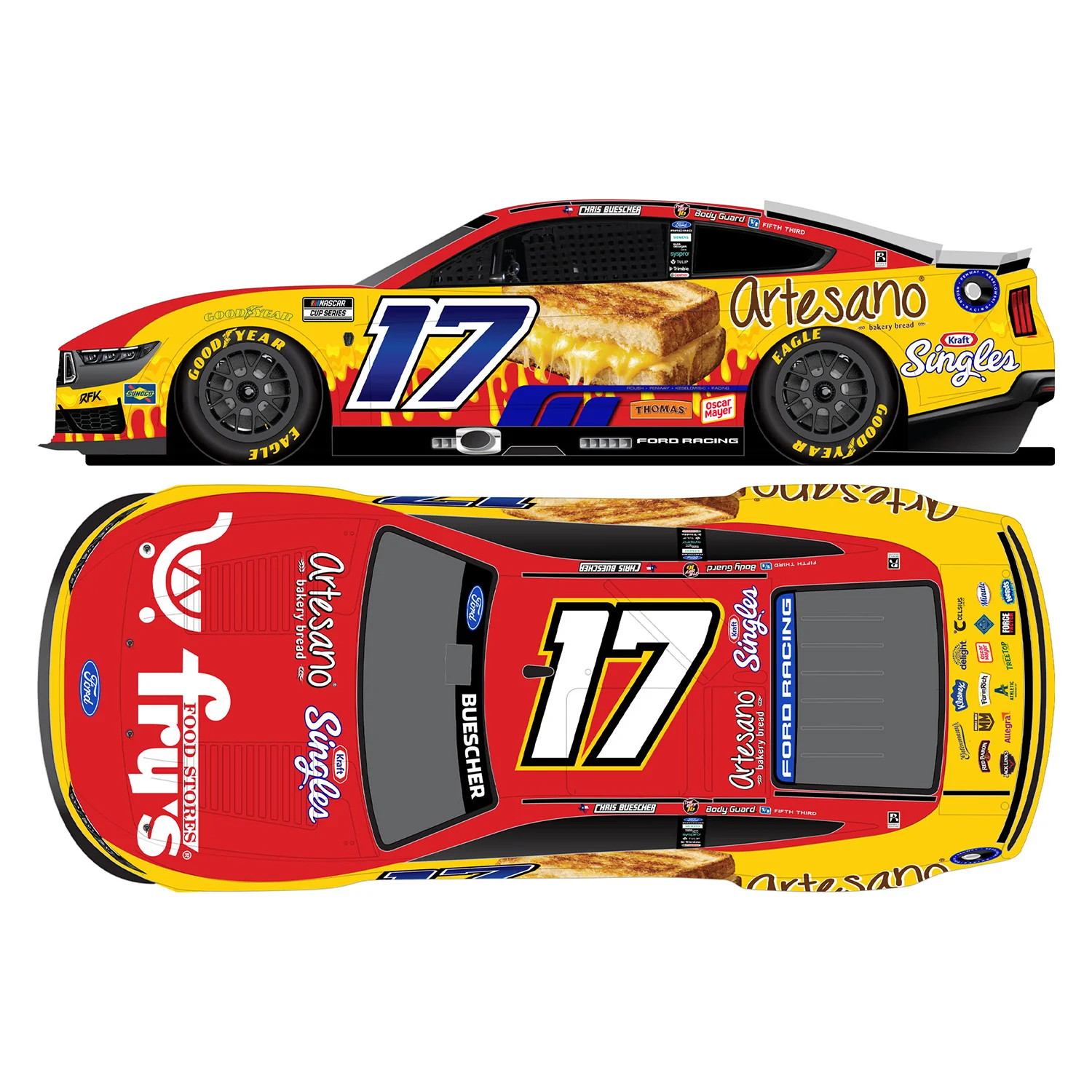 Chris Buescher Fry's / Artesano / Kraft 1:24 Standard 2026 Diecast Car Preorder - Currently Projected November - Image 2