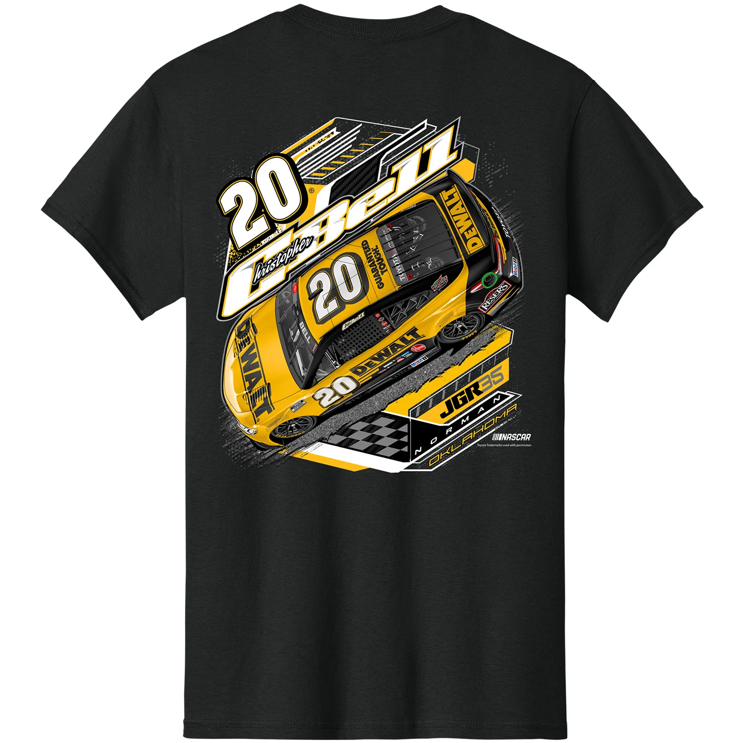 Christopher Bell 2026 DeWalt Black 2-Spot Classic Ink T-Shirt - Image 3