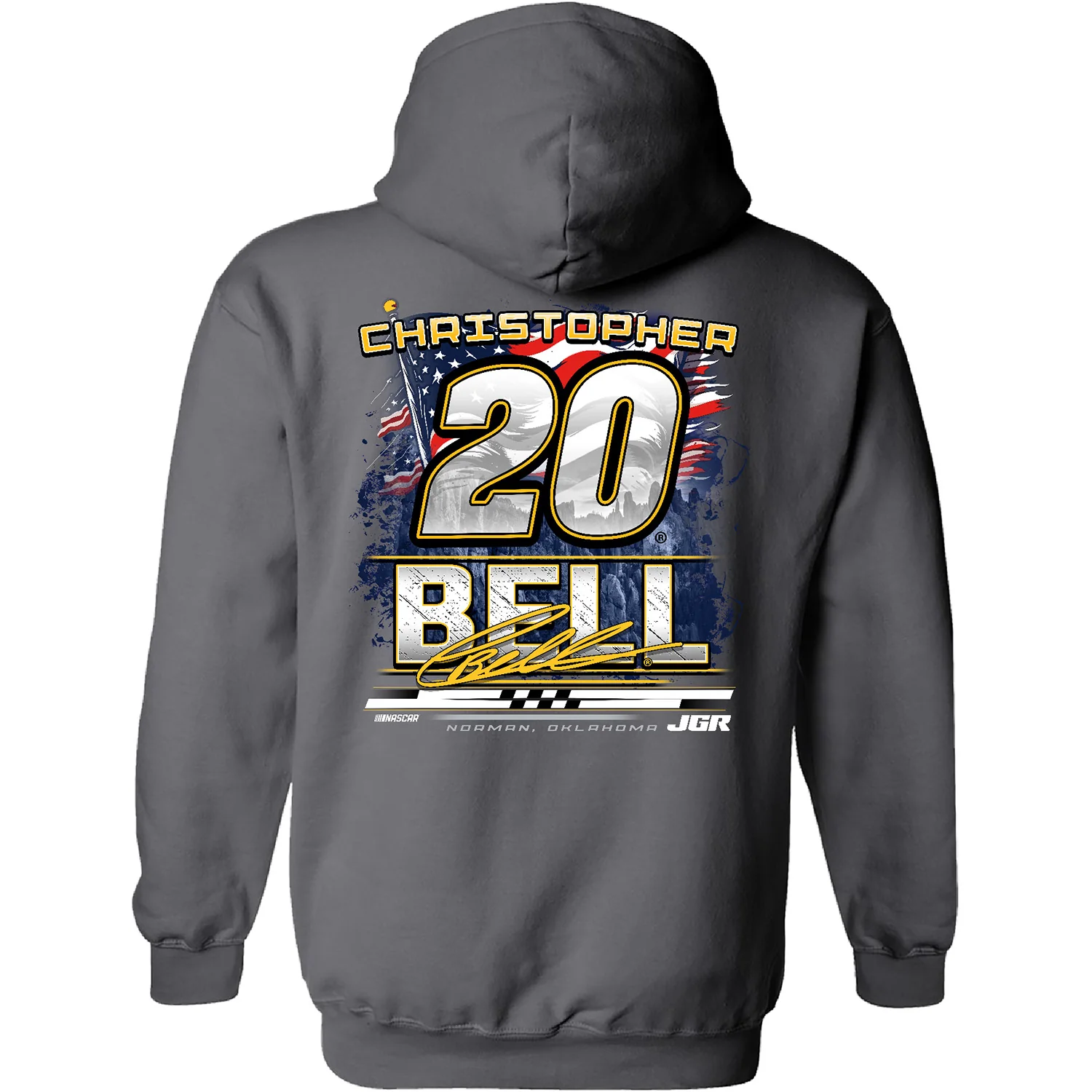 Christopher Bell DeWalt Patriotic 2-Spot Hoodie Outerwear Sweatshirt Exclusive Gray - Image 3