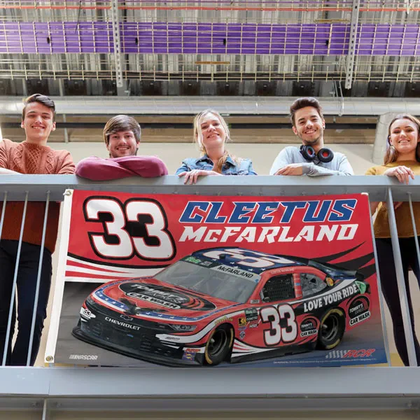 Cleetus McFarland 2026 Tommy's Express Car Wash #33 Car 3x5 Flag - Image 2