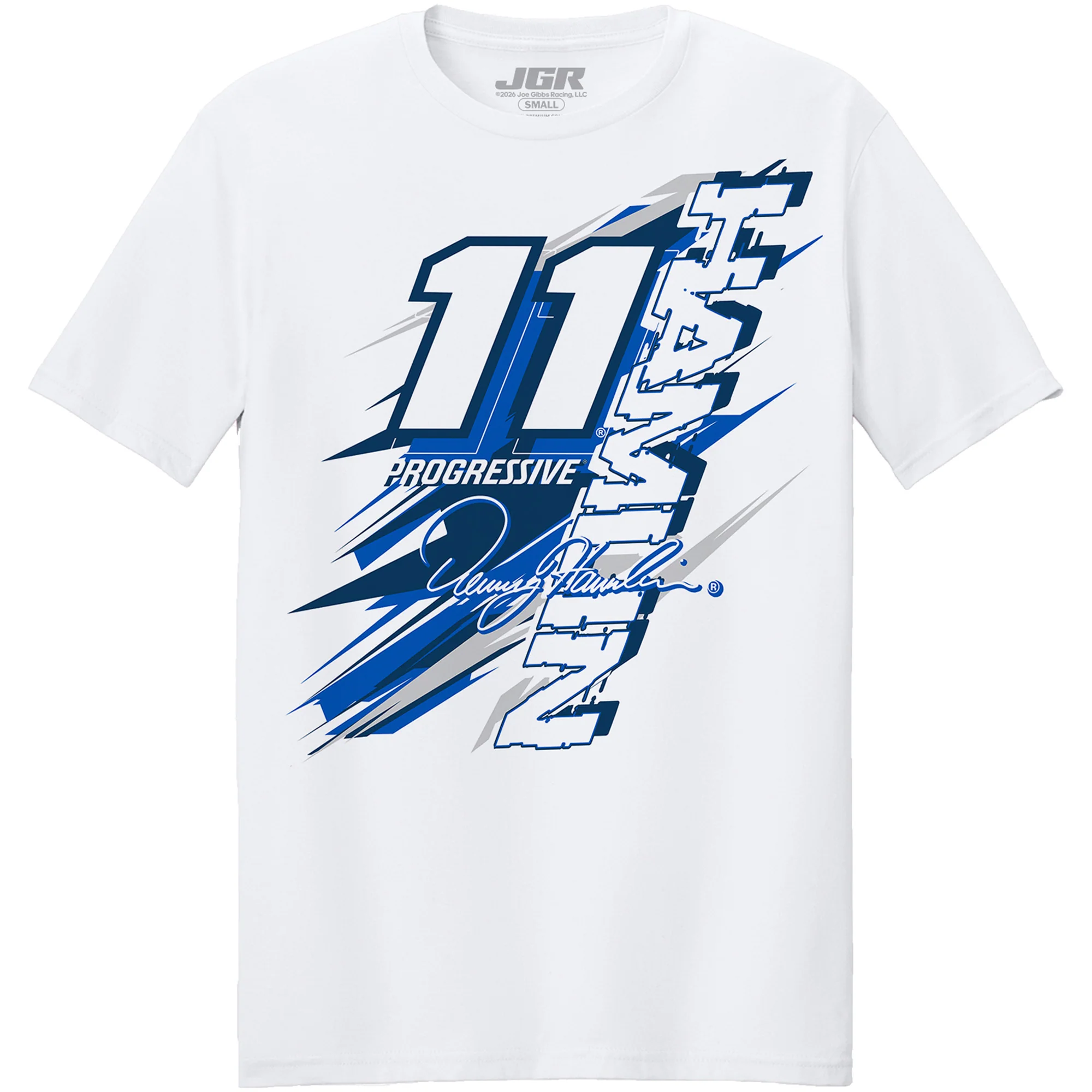 Denny Hamlin 2026 Progressive Breakout 2-Spot T-Shirt White - Image 3