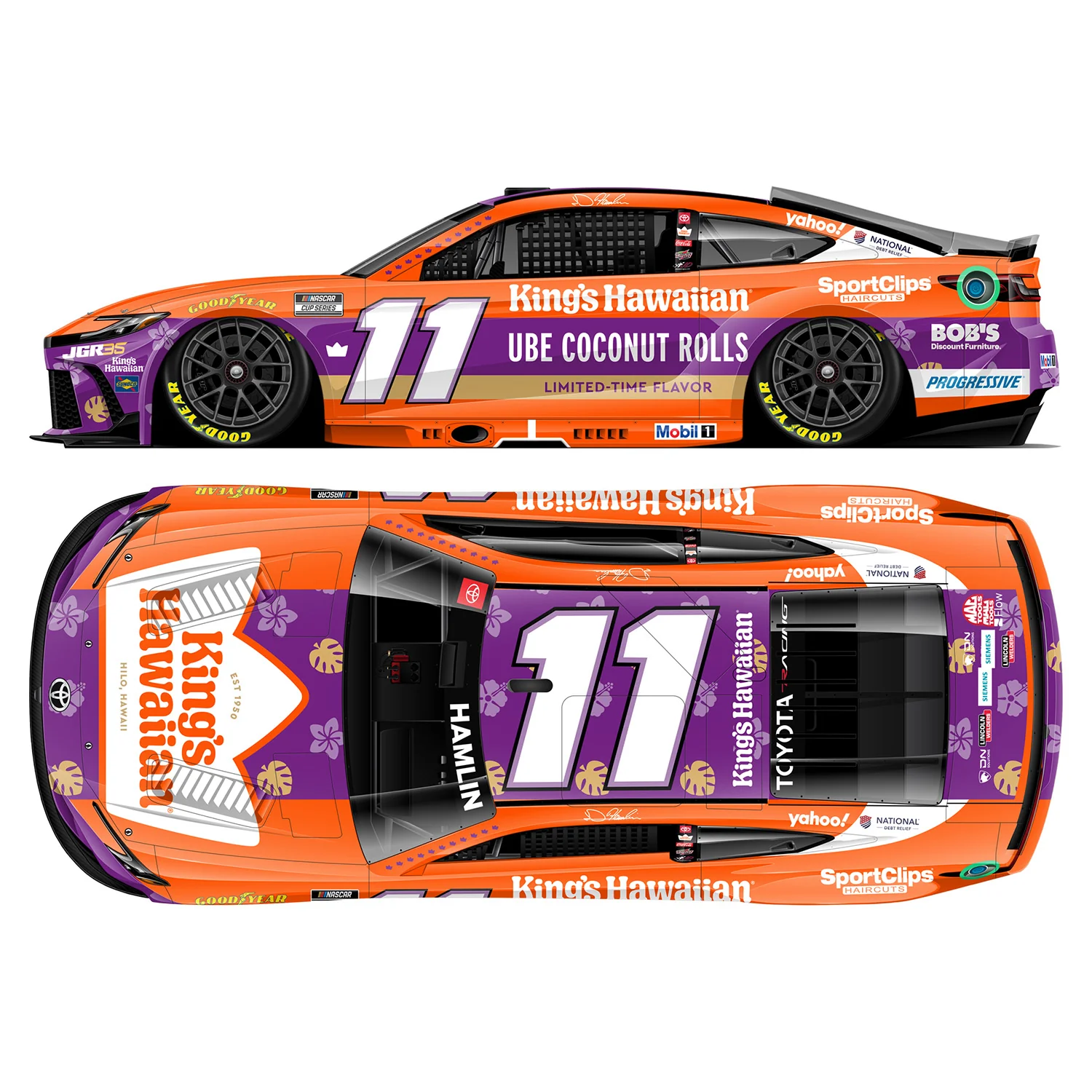 Denny Hamlin ELITE King's Hawaiian Ube Coconut Rolls 1:24 2026 Diecast Car Preorder - Currently Projected November - Image 2