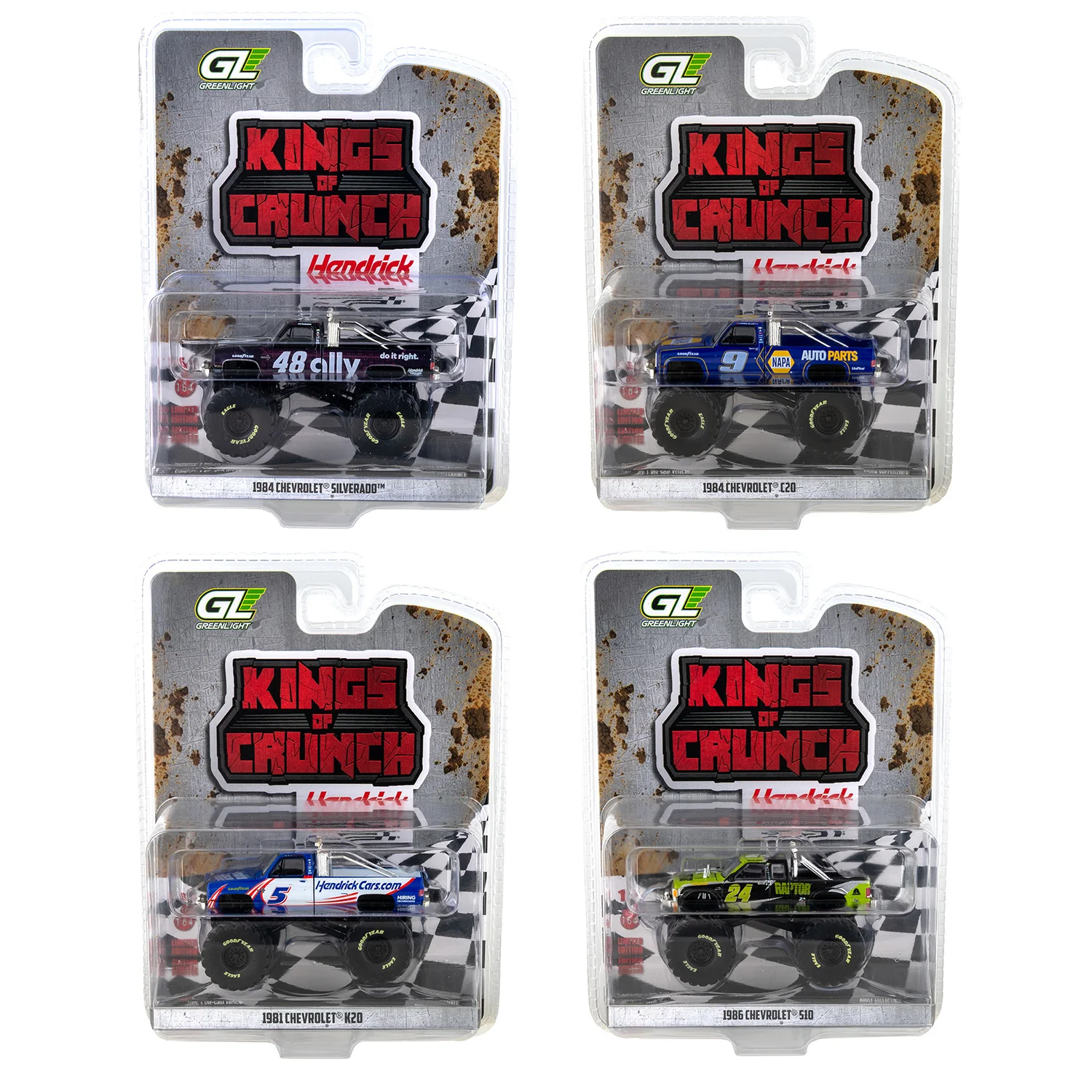 Greenlight Hendrick Motorsports 1:64 Kings Of Crunch Monster Trucks (Set of 4)