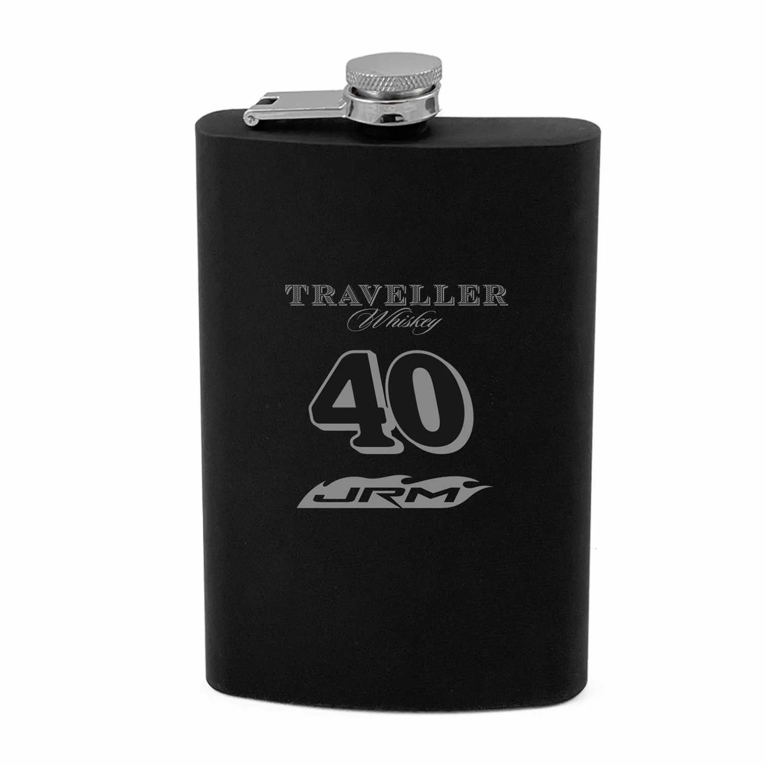 Justin Allgaier 2026 Traveller Whiskey #40 Black Matte Laser Engraved 8oz Flask - Sale