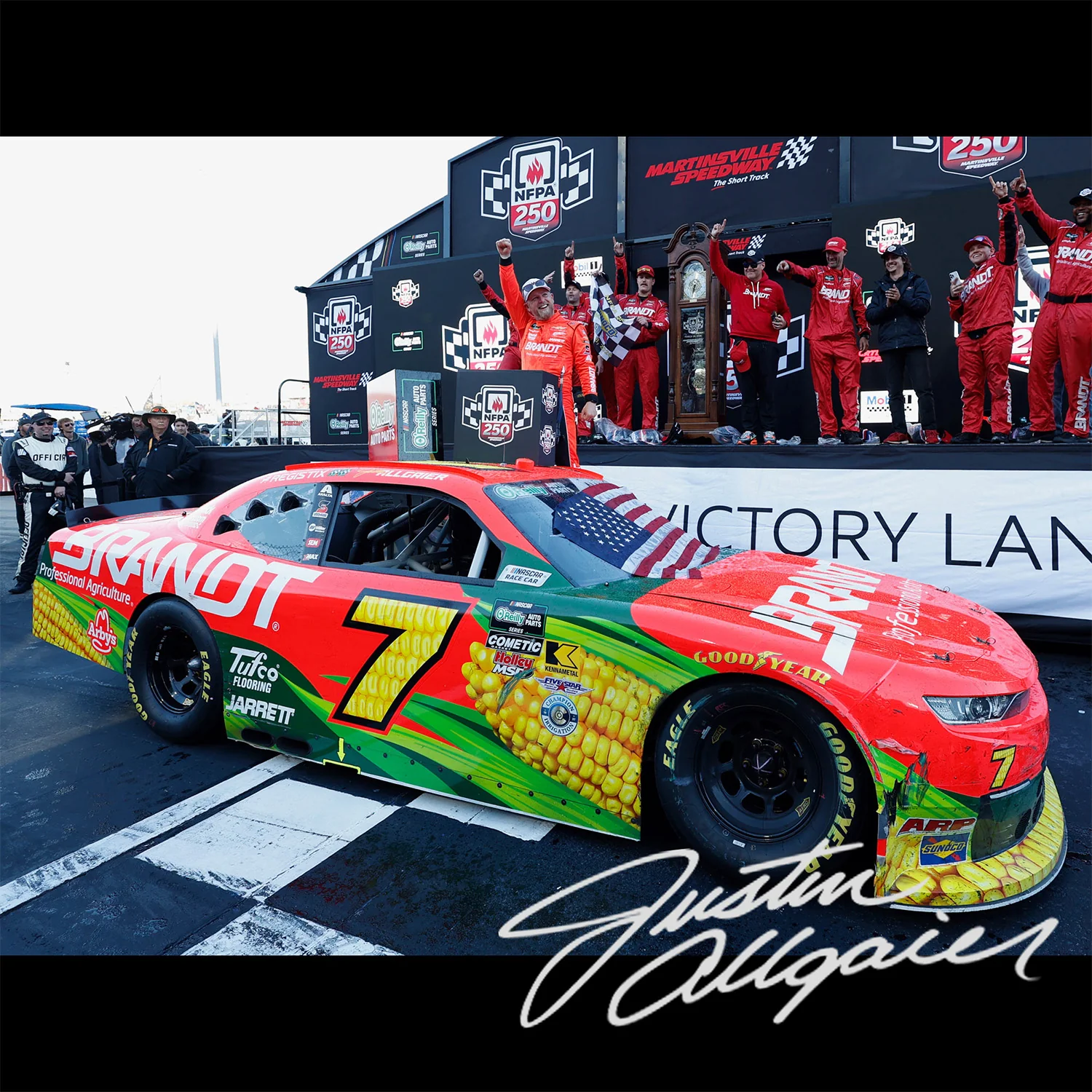 Justin Allgaier Autographed Martinsville Race Win 1:24 Standard 2026 Diecast Car Preorder - Currently Projected October