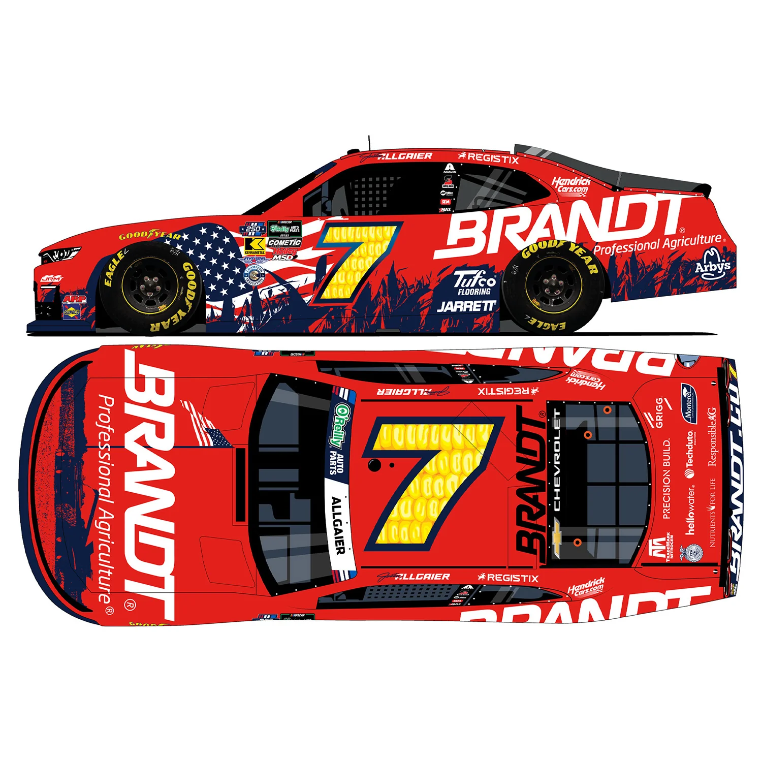 Justin Allgaier Brandt Patriotic 1:64 2026 Diecast Car Preorder - Currently Projected January