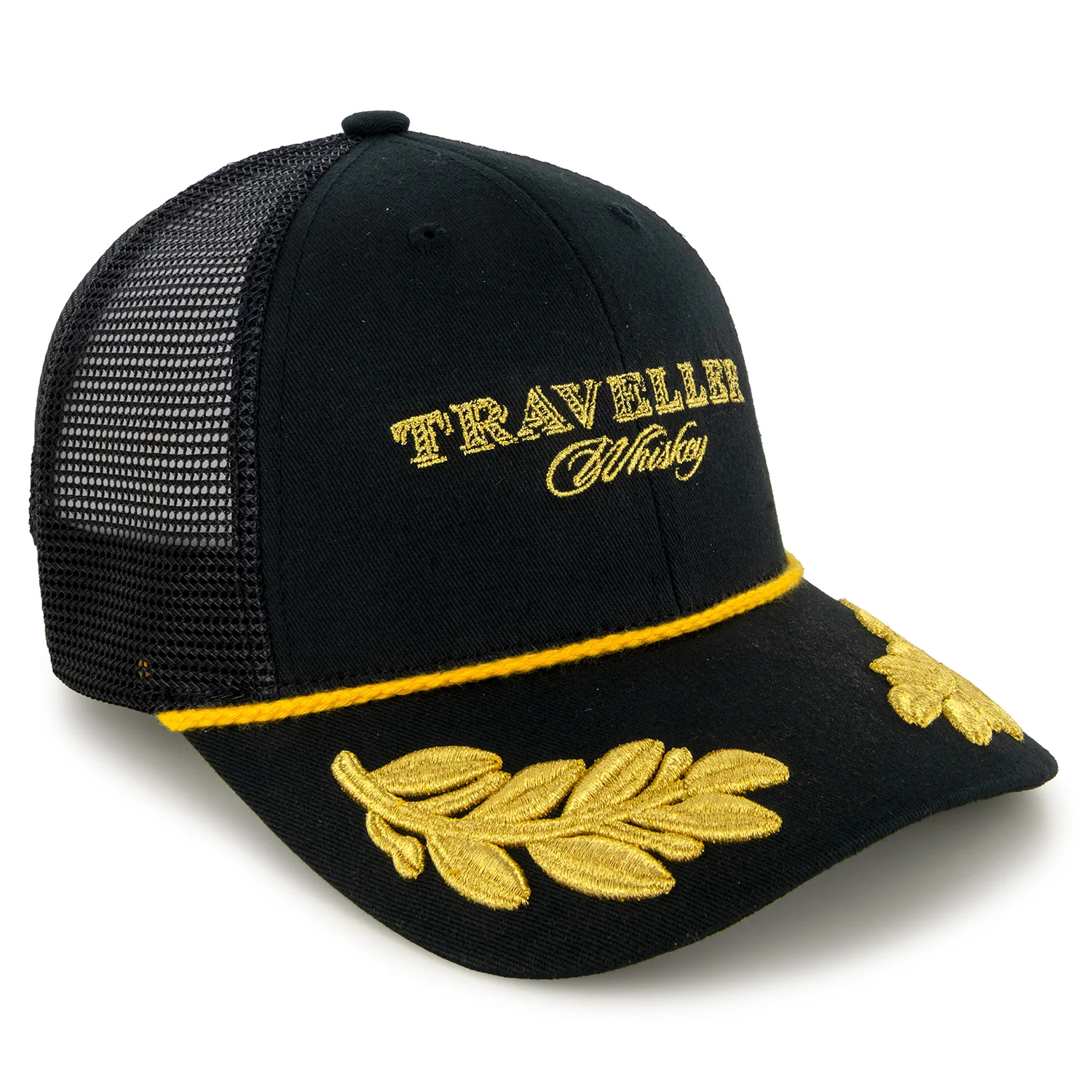 Justin Allgaier Traveller Whiskey #40 JRM Gold Leaf Snapback Mesh Hat Black - Sale - Image 3