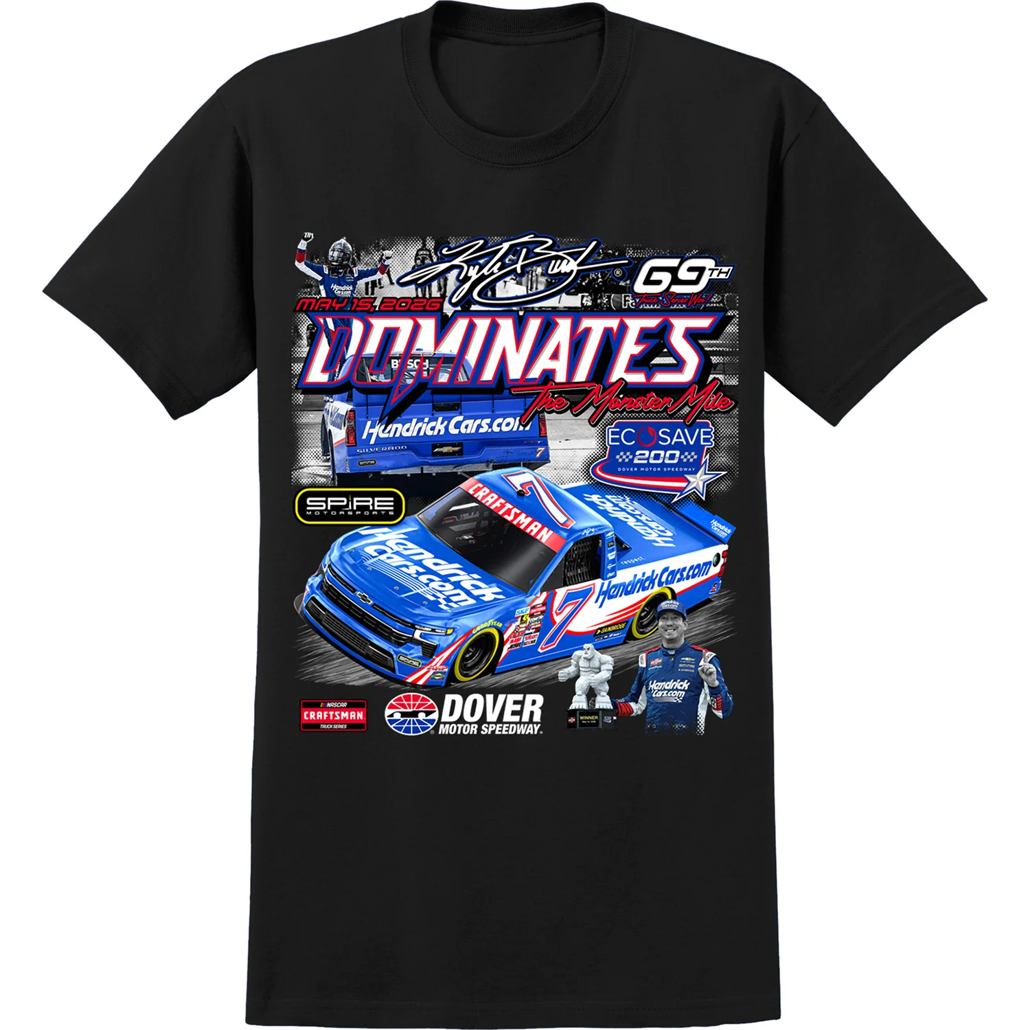 Kyle Busch 2026 Dover NASCAR Truck Race Win Classic Ink T-Shirt