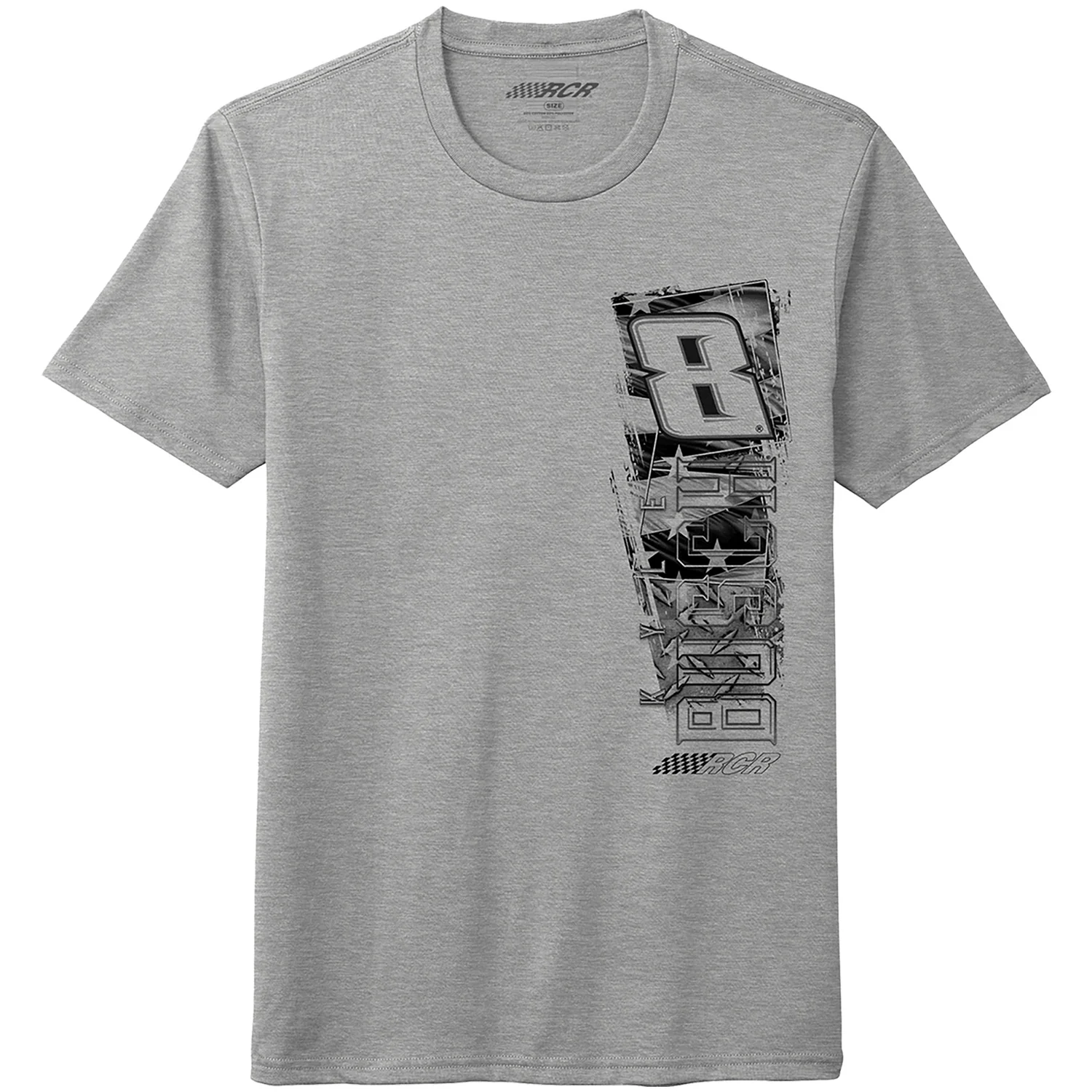 Kyle Busch 2026 Heather Gray Patriotic Flag 2-Spot Classic Ink T-Shirt - Image 2