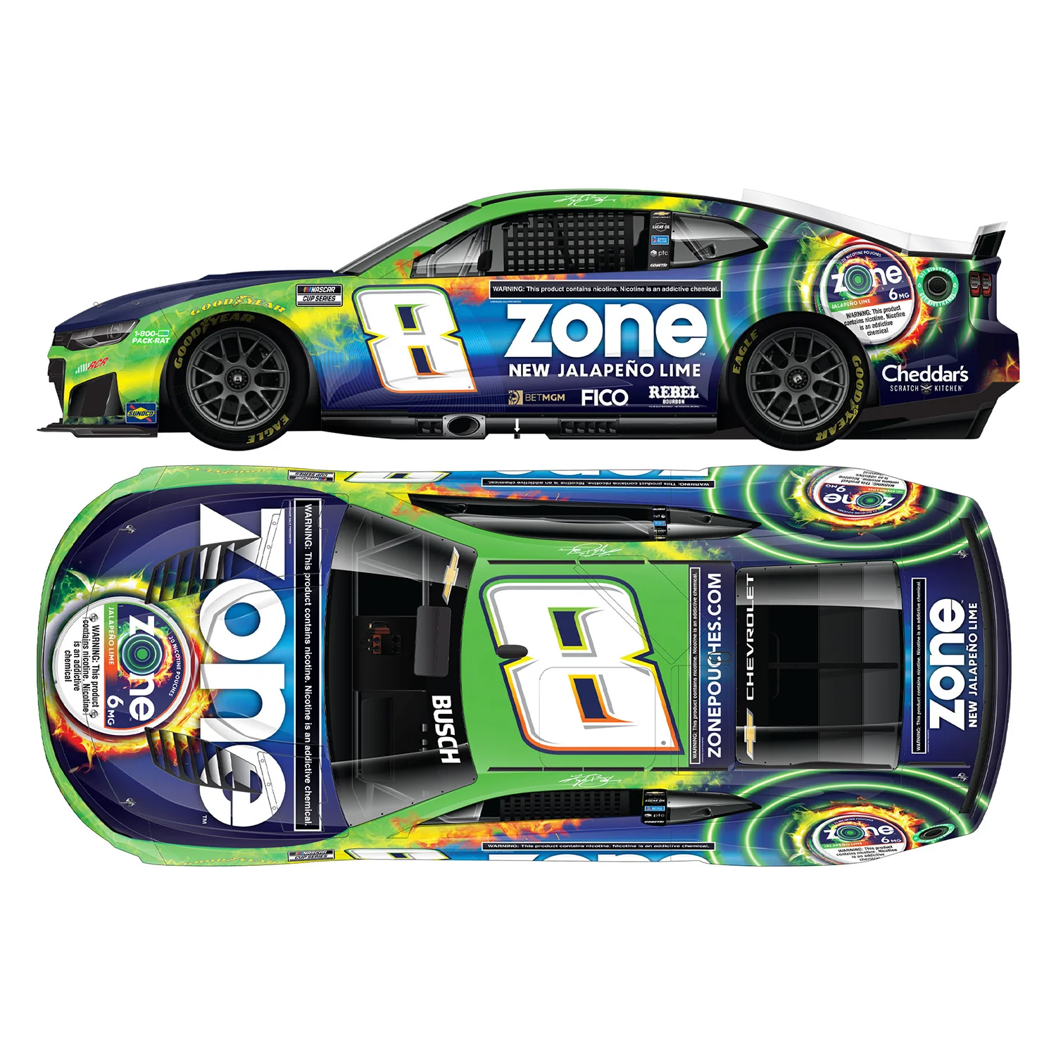 Kyle Busch Zone Jalapeno Lime 1:24 Standard 2026 Diecast Car Preorder - Currently Projected September - Image 2
