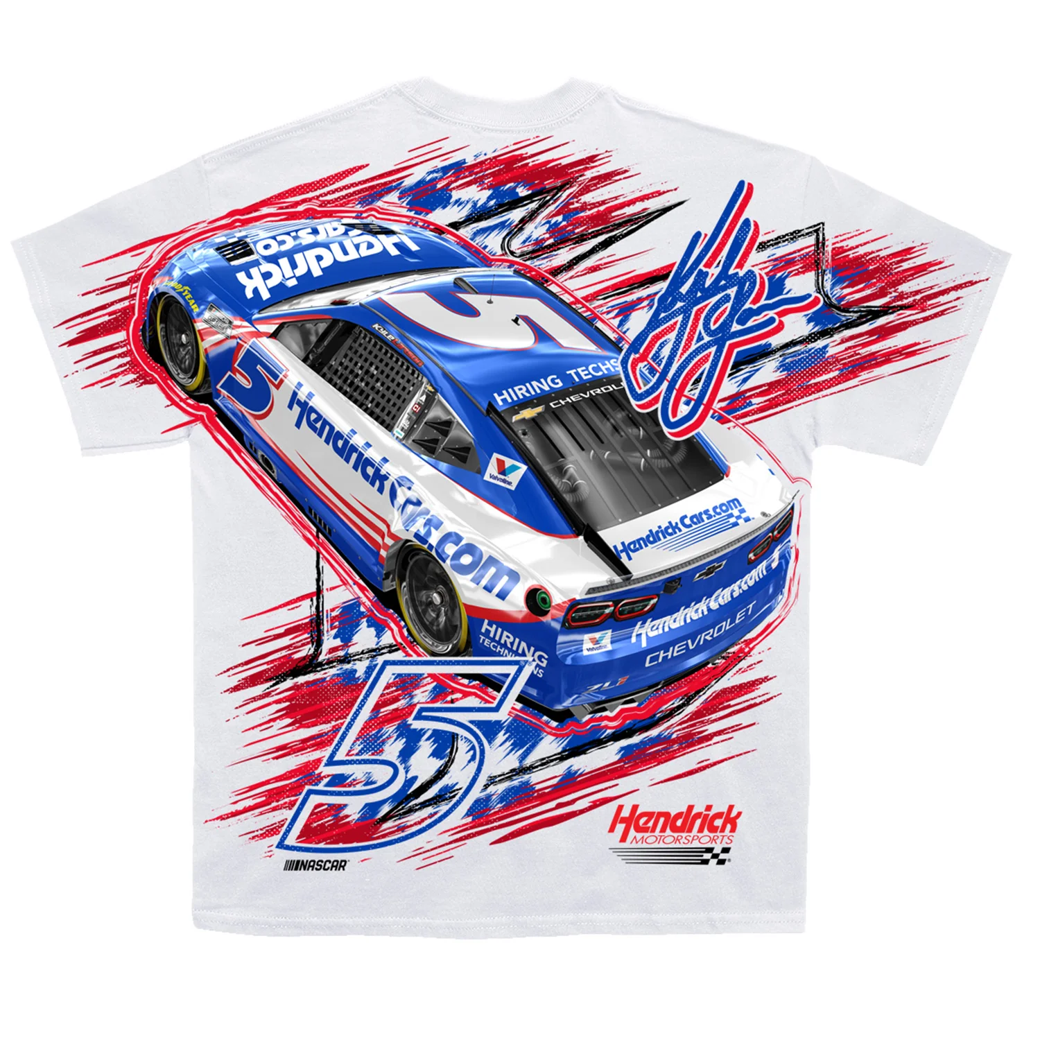 Kyle Larson 2026 HendrickCars Total Print Classic Ink T-Shirt White - Sale - Image 3