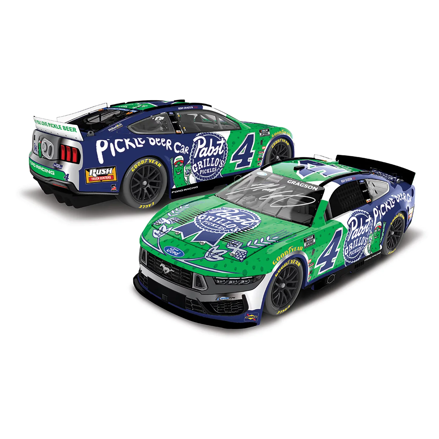 Noah Gragson Autographed Grillo's Pickles / Pabst Blue Ribbon 1:24 Standard 2026 Diecast Car Preorder - Currently Projected November