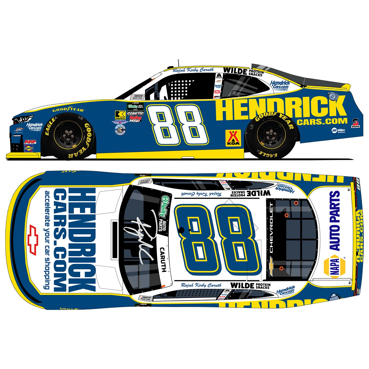 Rajah Caruth Autographed HendrickCars San Diego JRM Navy 2006 Throwback 1:24 Standard 2026 Diecast Car Preorder - Currently Projected December - Image 2