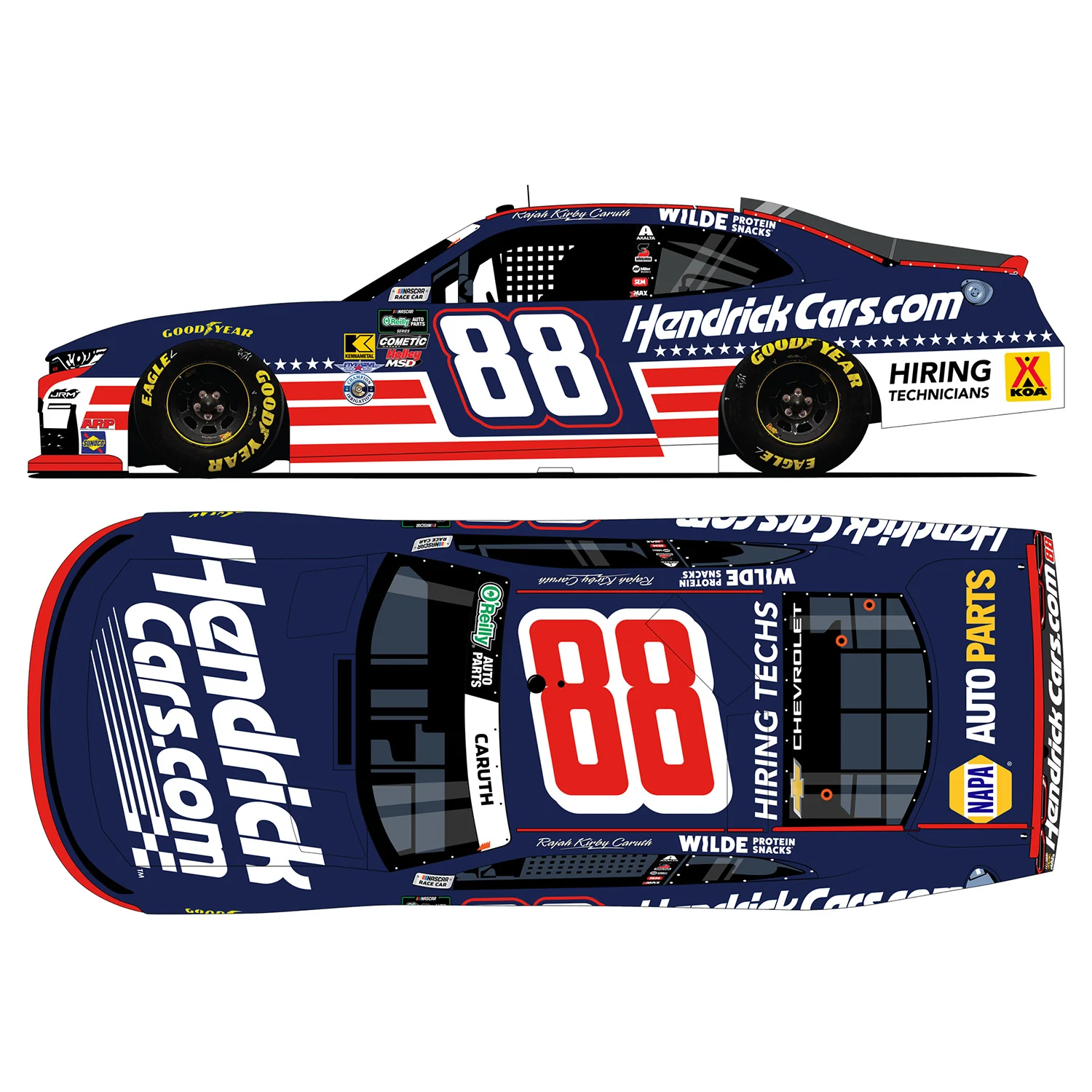 Rajah Caruth Color Chrome HendrickCars #88 Patriotic 1:24 2026 Diecast Car Preorder - Currently Projected December