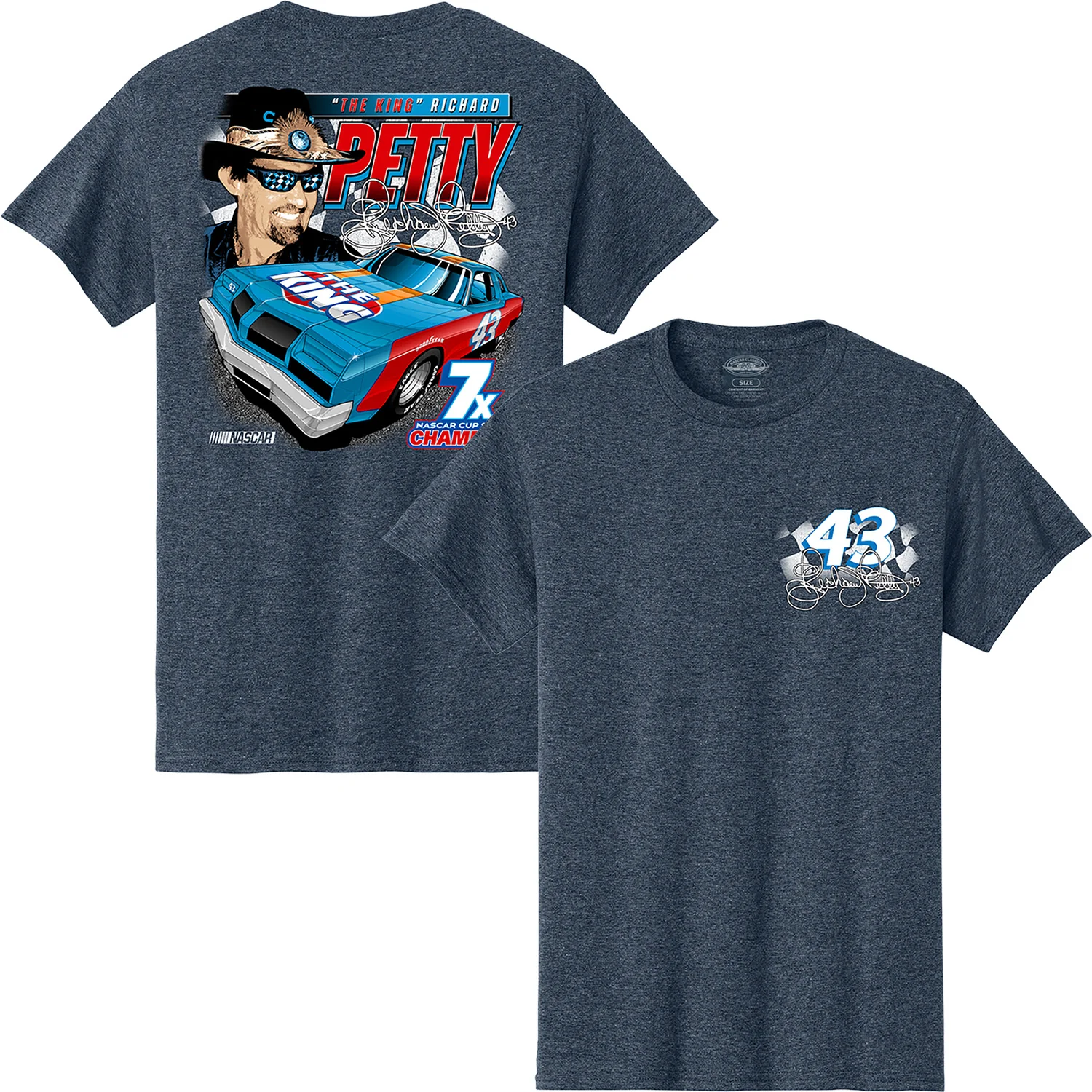 Richard Petty 2026 The King #43 Heather Navy 2-Spot Classic Ink T-Shirt Preorder - Ships Within 2-3 Weeks