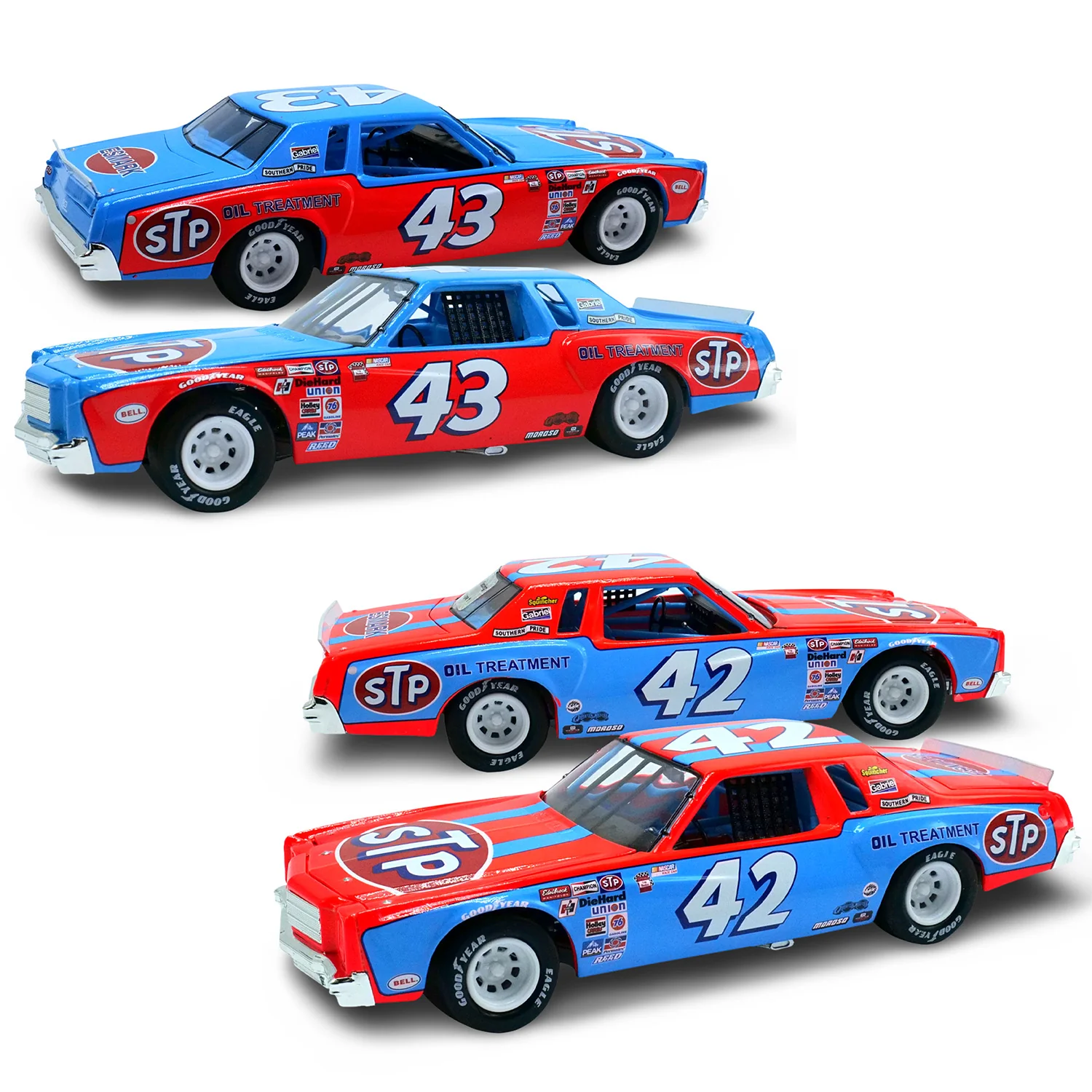 Richard Petty #42 / Kyle Petty #43 STP Petty Swap at Riverside 1:64 1981 2-Car Diecast Set In Special Collectible Packaging Preorder - Currently Projected September
