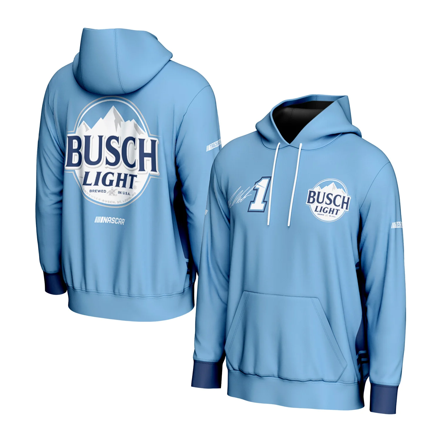 Ross Chastain 2026 Busch Light #1 Blue Hoodie Outerwear ProSphere Sweatshirt