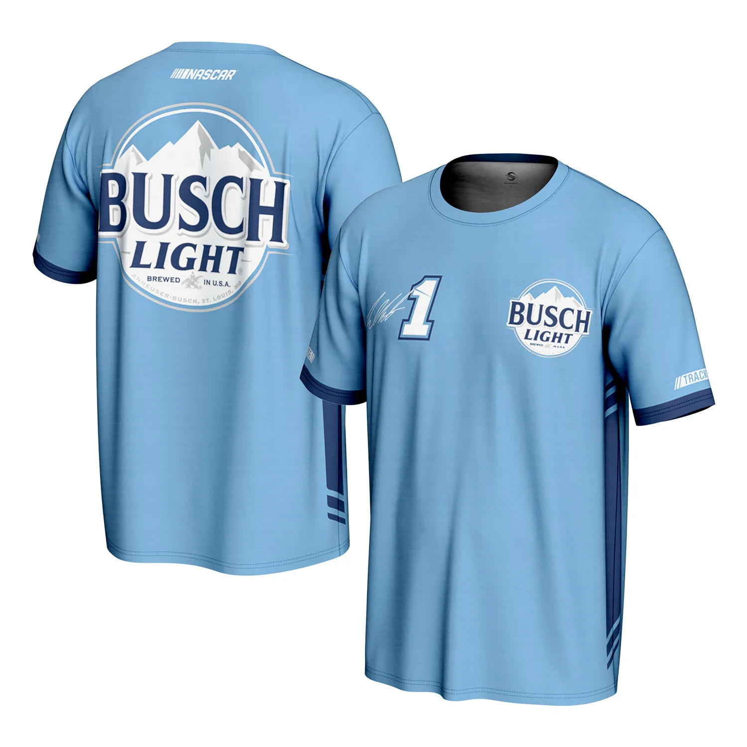 Ross Chastain 2026 Busch Light #1 Blue 4-Spot ProSphere T-Shirt