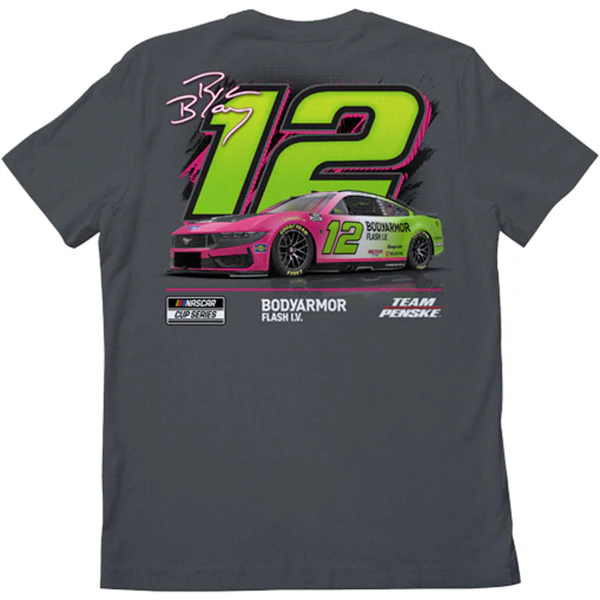 Ryan Blaney 2026 BodyArmor Flash IV 2-Spot Classic Ink T-Shirt Gray - Image 3