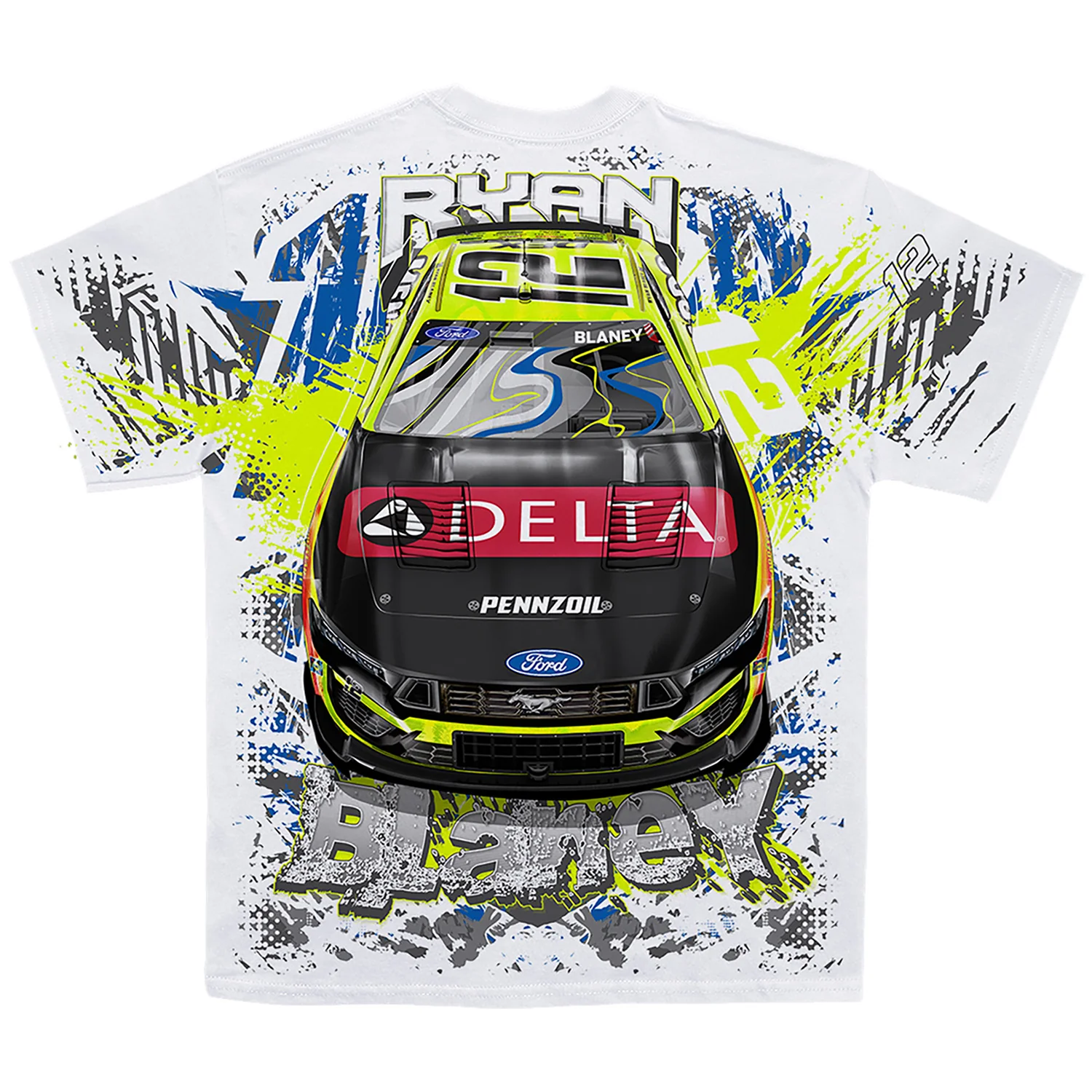 Ryan Blaney 2026 Menards / Delta Total Print Classic Ink T-Shirt White - Sale - Image 3