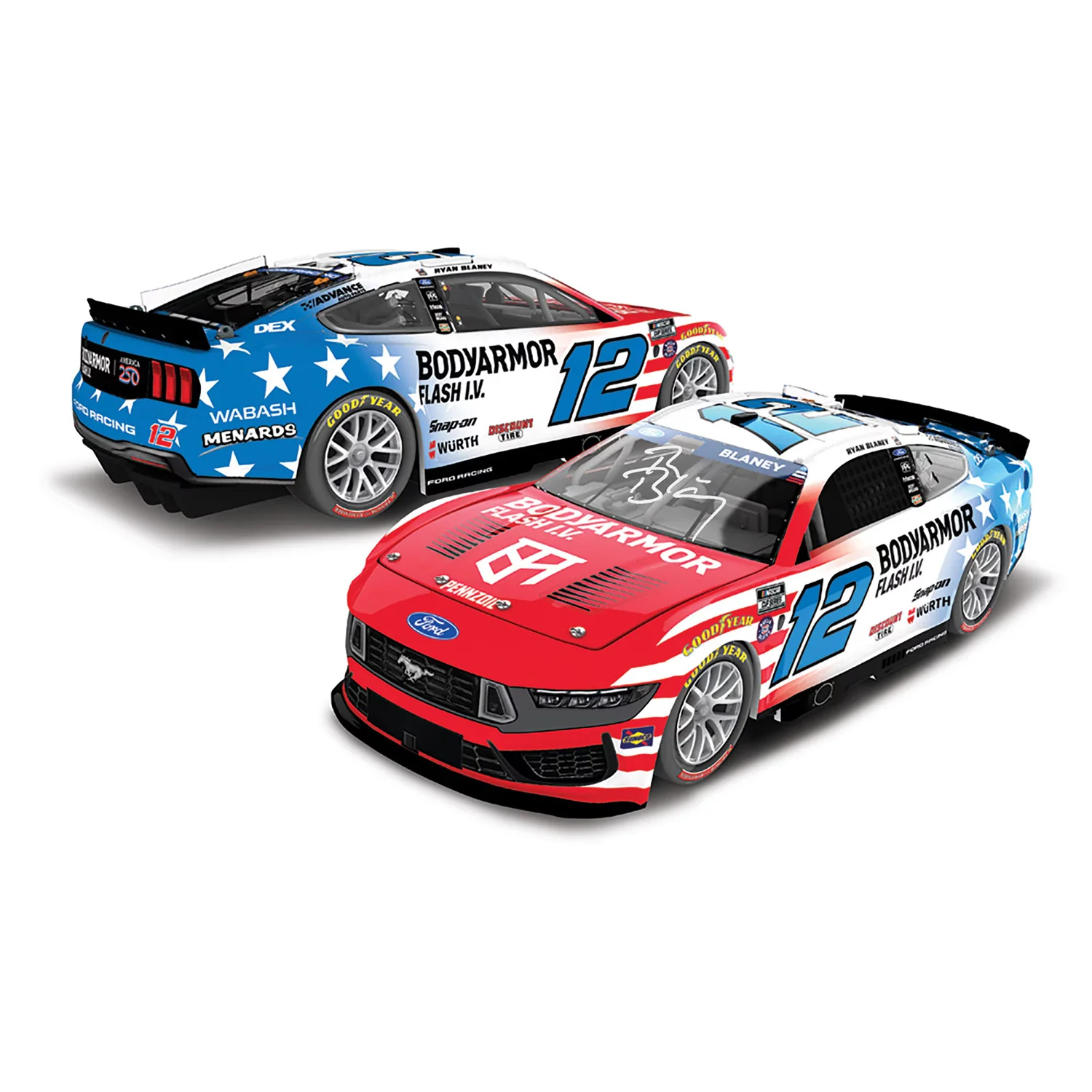 Ryan Blaney Autographed BodyArmor Patriotic 1:24 Standard 2026 Diecast Car Preorder - Currently Projected September