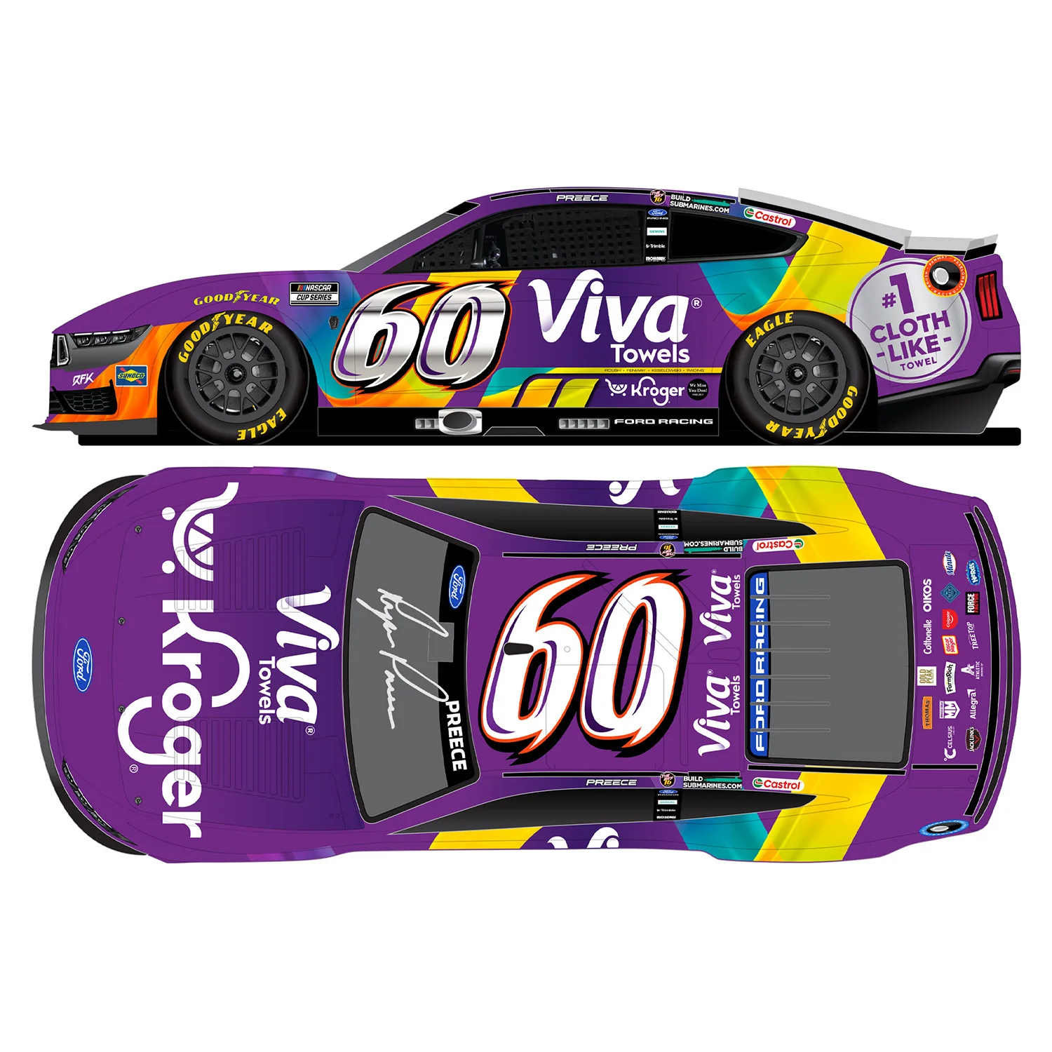 Ryan Preece Autographed Kroger / Viva Greg Biffle Tribute 1:24 Standard 2026 Diecast Car Preorder - Currently Projected September - Image 2