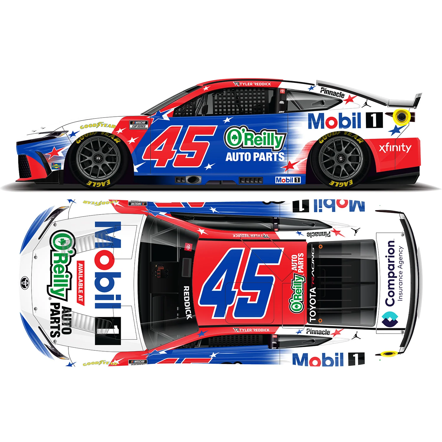 Tyler Reddick Mobil 1 / O'Reilly Patriotic 1:64 2026 Diecast Car Preorder - Currently Projected December - Image 2
