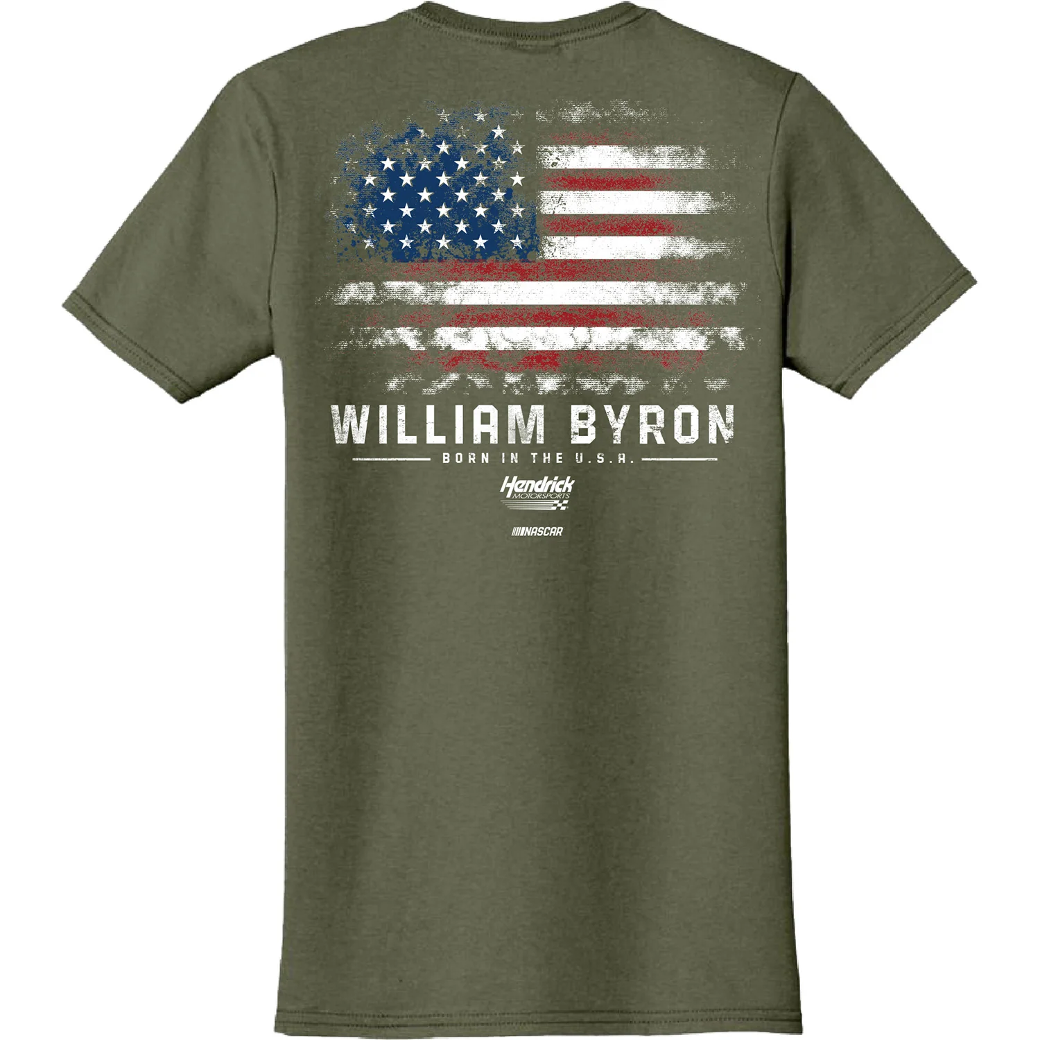 William Byron 2026 Born in the USA Military Green #24 Exclusive Patriotic T-Shirt - Image 3