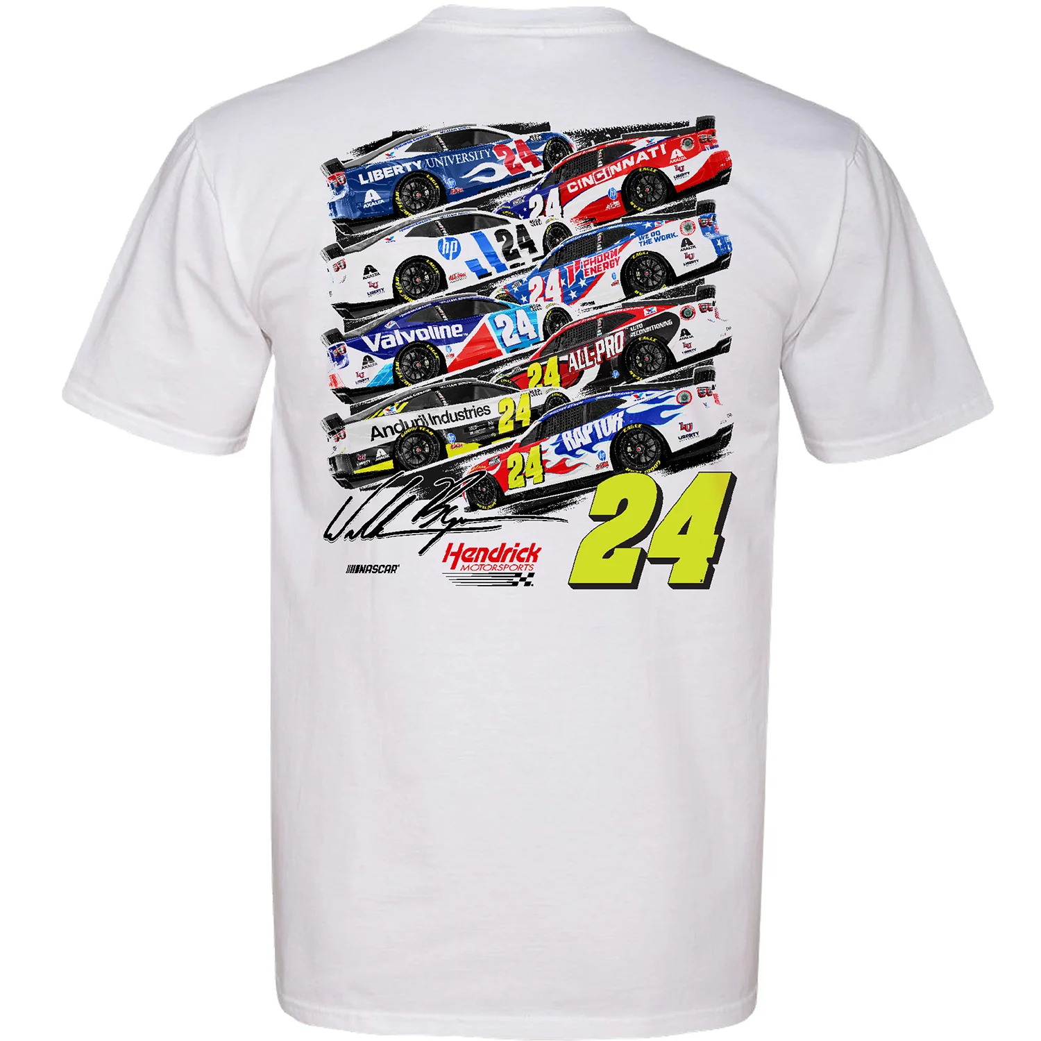 William Byron 2026 Paint Scheme Lineup 2-Spot Classic Ink T-Shirt White Preorder - Ships Within 2-3 Weeks - Image 3