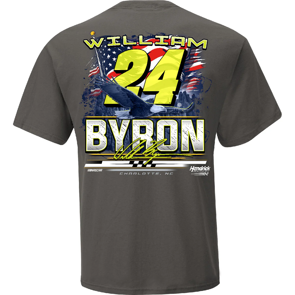 William Byron Patriotic Eagle 2-Spot Exclusive T-Shirt Gray - Image 3