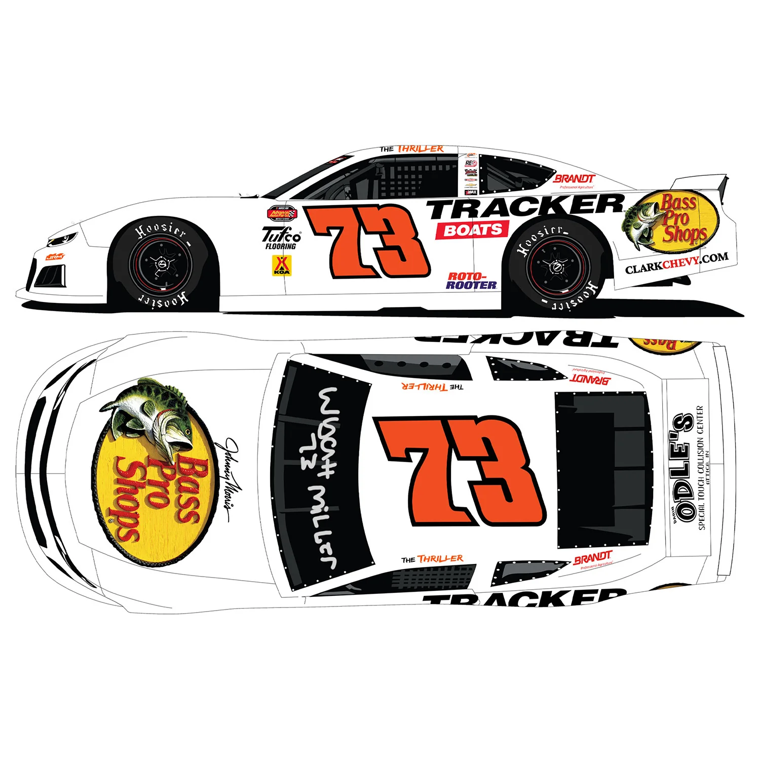 Wyatt Miller Autographed Bass Pro Shops #73 Late Model 1:24 Standard 2026 Diecast Car Preorder - Currently Projected October - Image 2